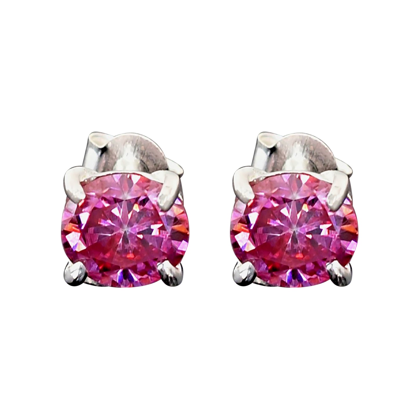 3Ct Certified Pink Moissanite Solitaire Studs In Gold Vermeil For Wife