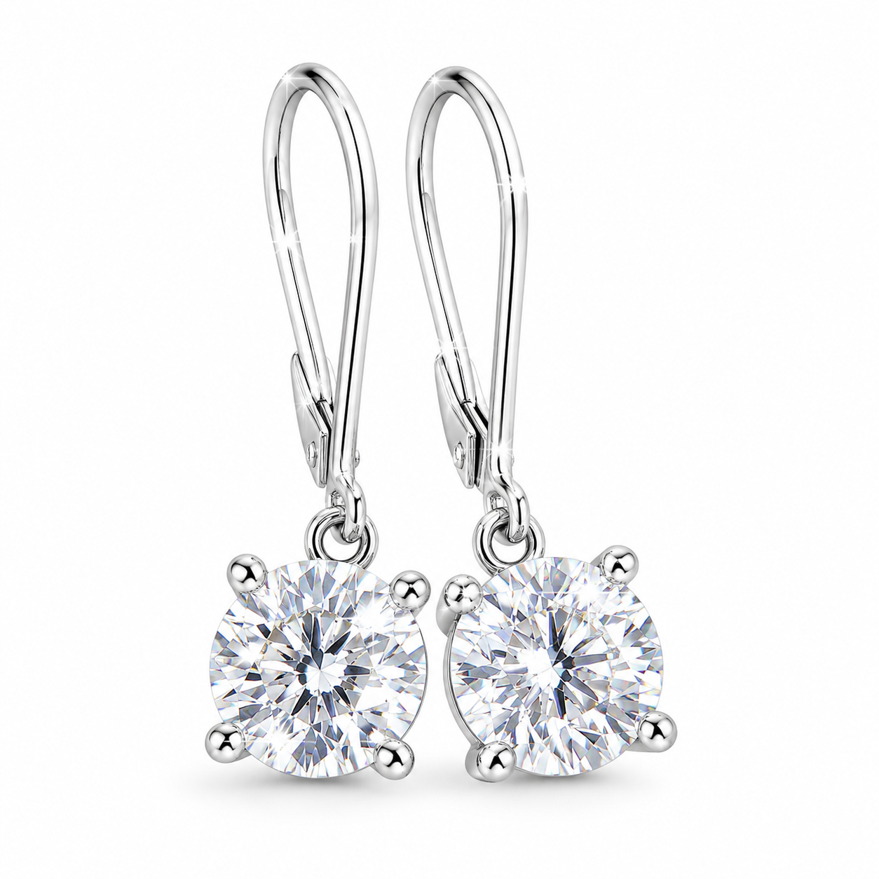 4 ct DEW Certified White Moissanite Gold Vermeil Dangler Earrings In Gold Vermeil