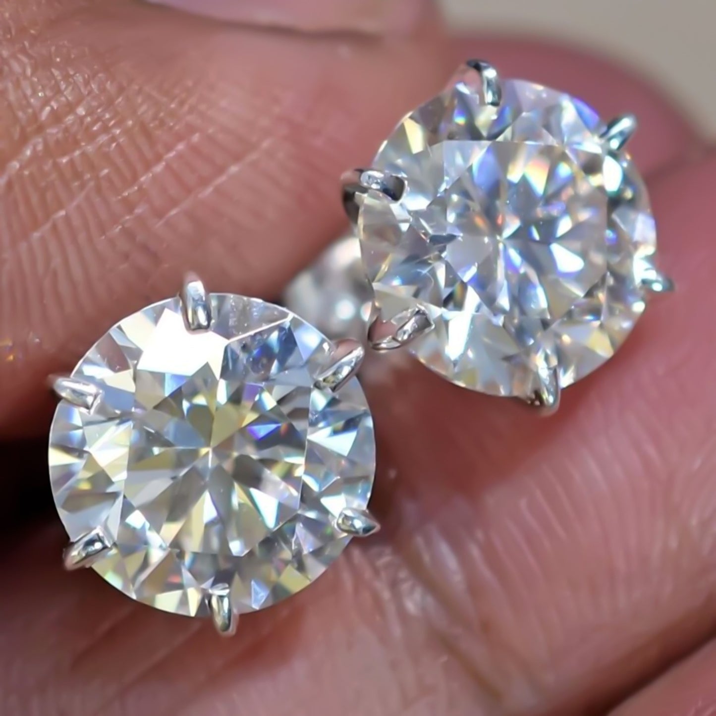 Certified 10.00 Ct Round Cut White Moissanite Studs In Gold Vermeil