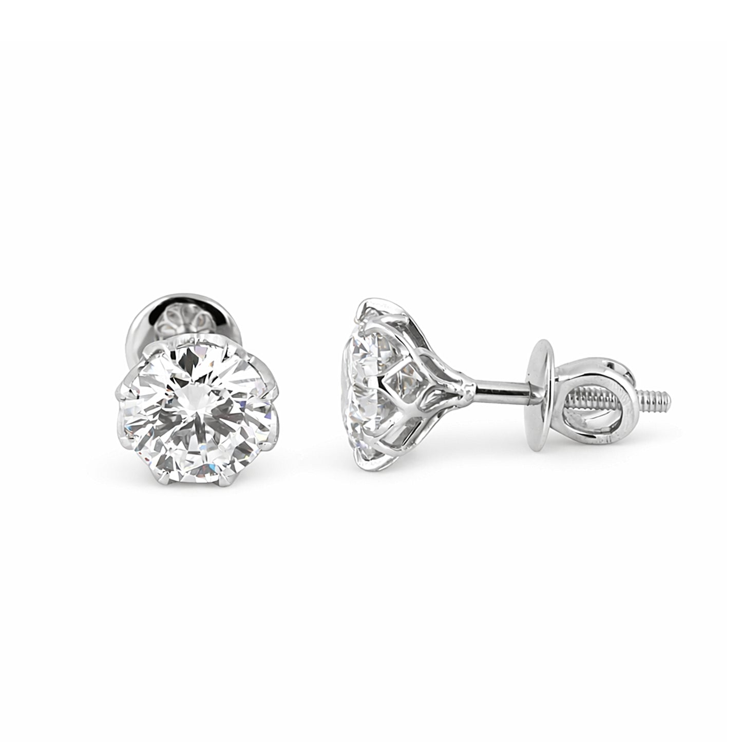 12.00 ct DEW Certified Round Cut Moissanite Solitaire Studs In Gold Vermeil