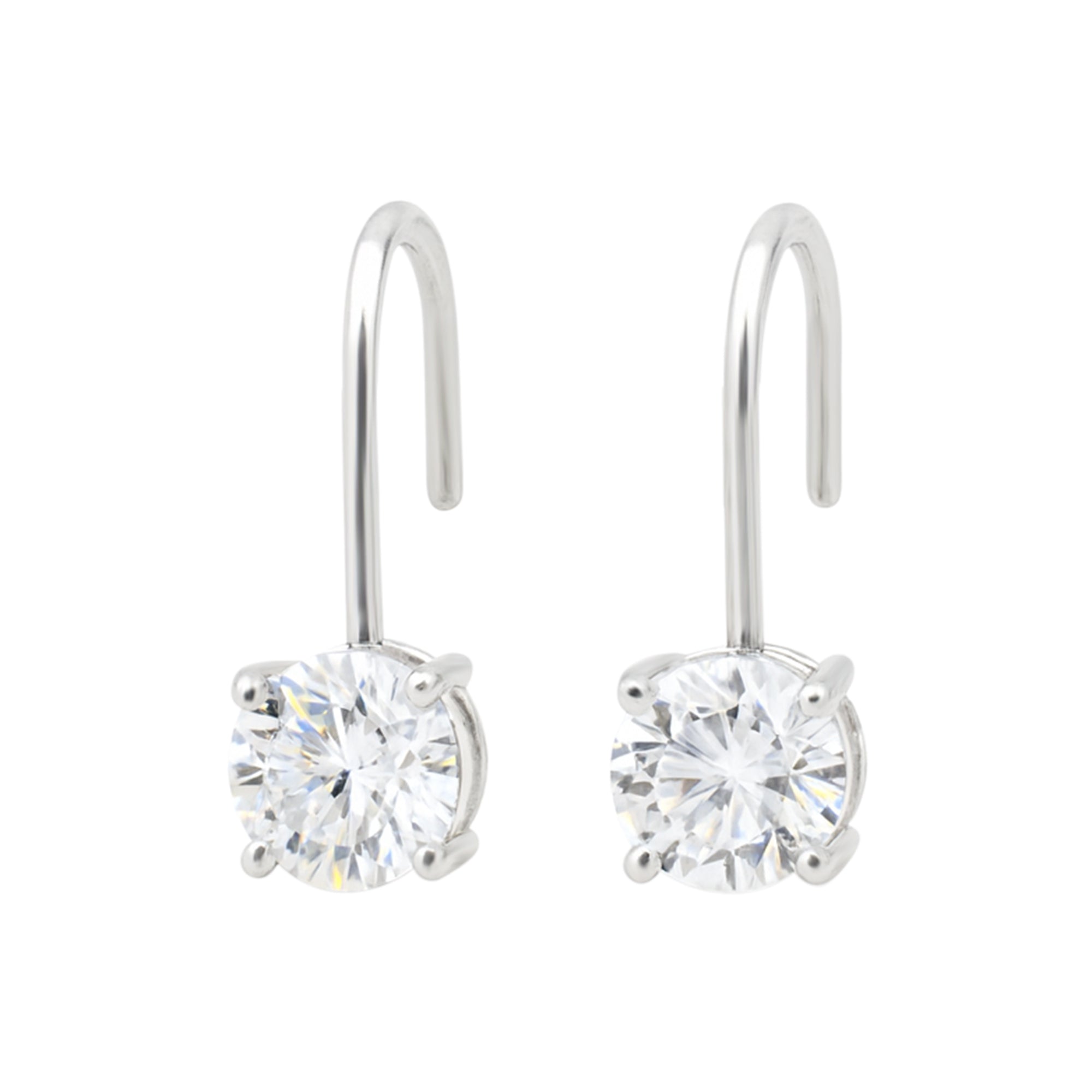 10 ct DEW Certified Round Cut White Moissanite Dangler Earrings Vermeil 925 Silver
