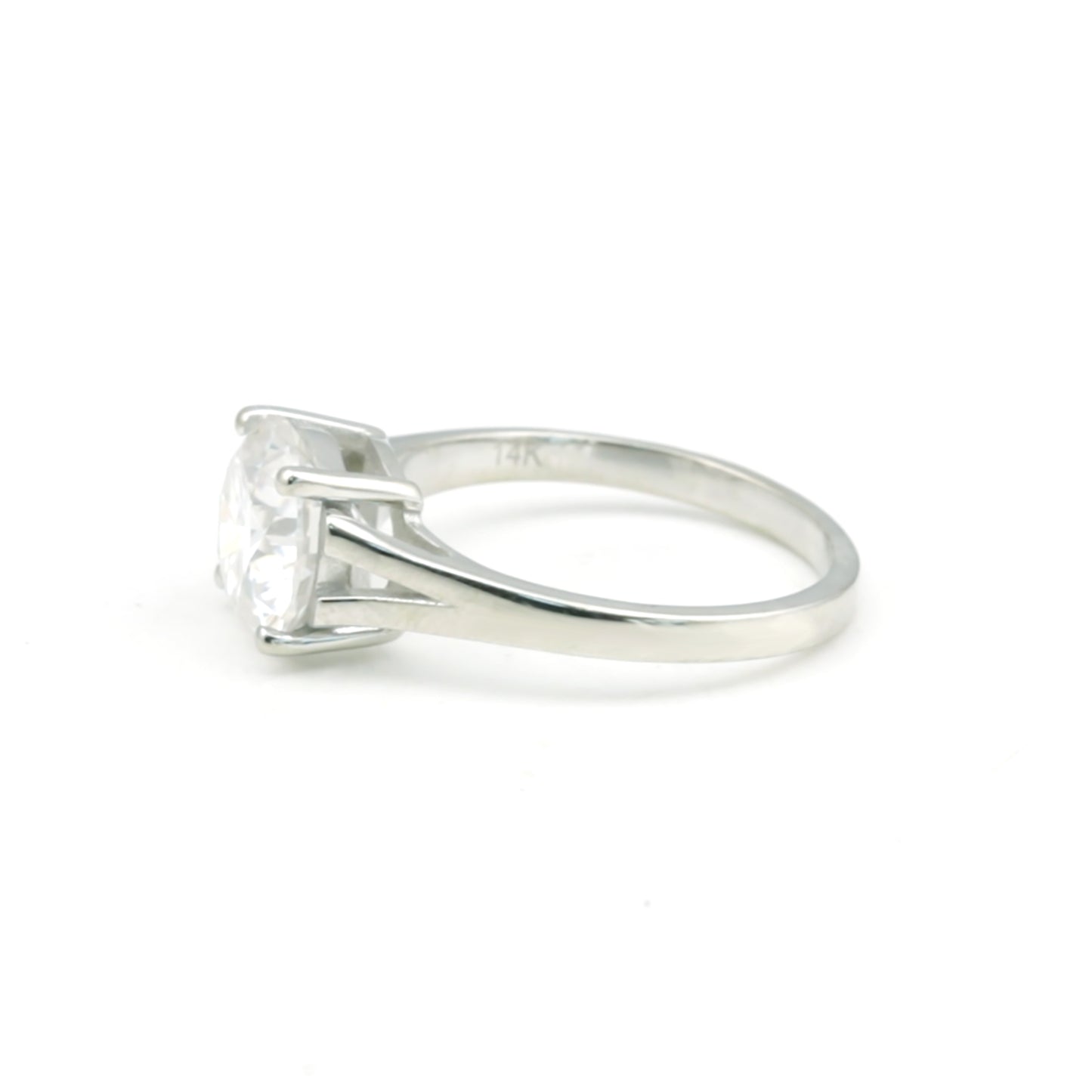 3 Ct Round Cut White Moissanite Solitaire Ring In Gold Vermeil Certified