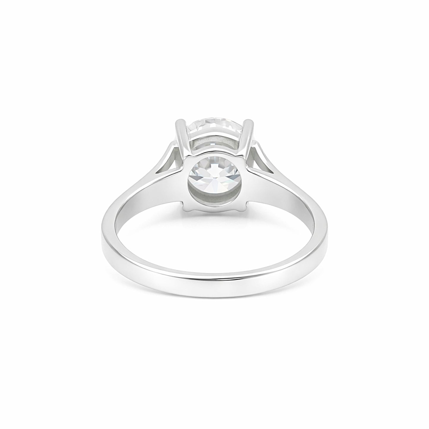 2.80 ct DEW Round Cut White Moissanite Solitaire Ring Certified 18K Gold Plated