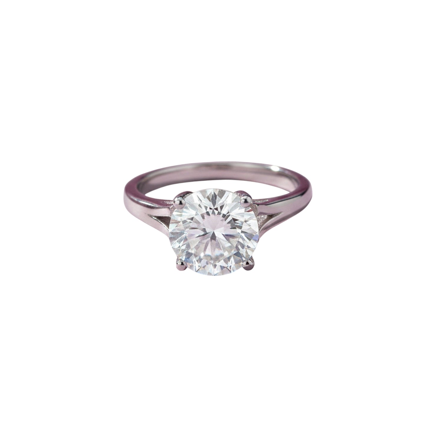 3.40 carat round cut lab-grown diamond solitaire ring in 18k gold vermeil