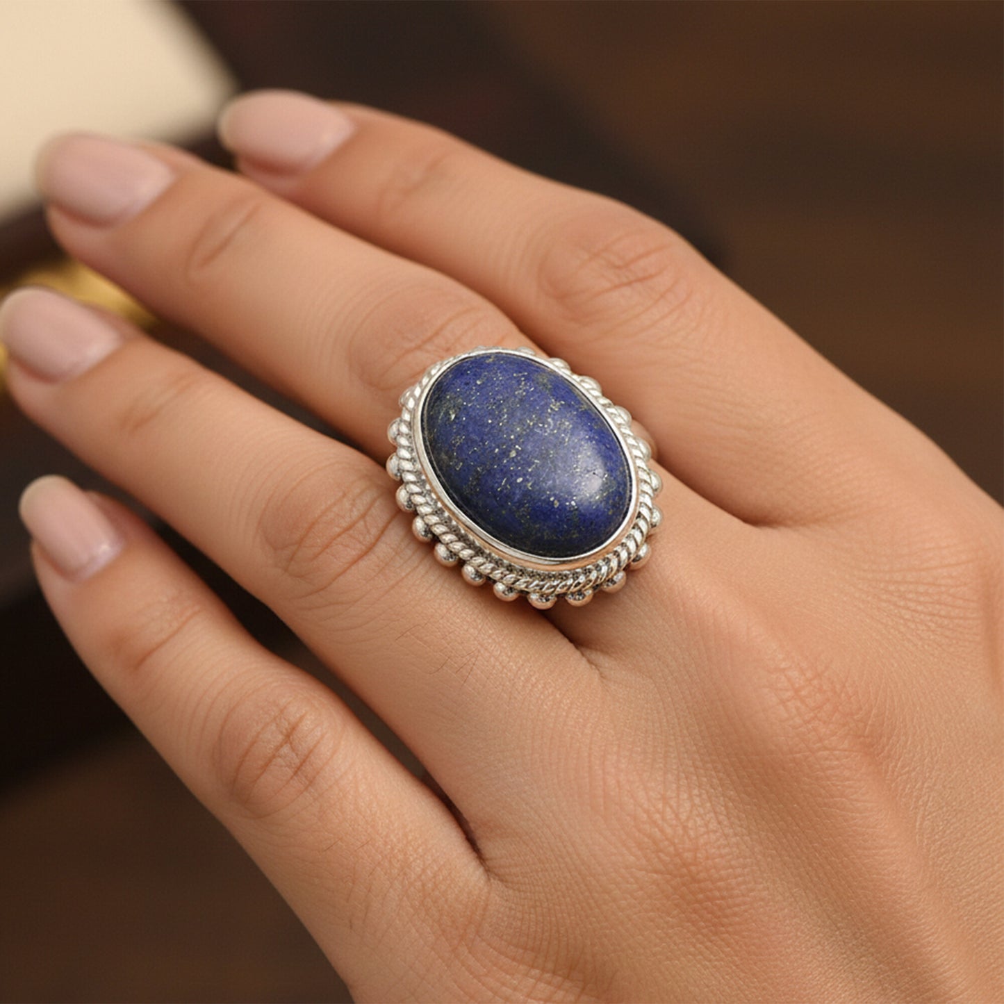 Lapis Oval Solitaire Ring 8.00 Ct. 925 Sterling Silver Wedding Fine Jewelry Gift