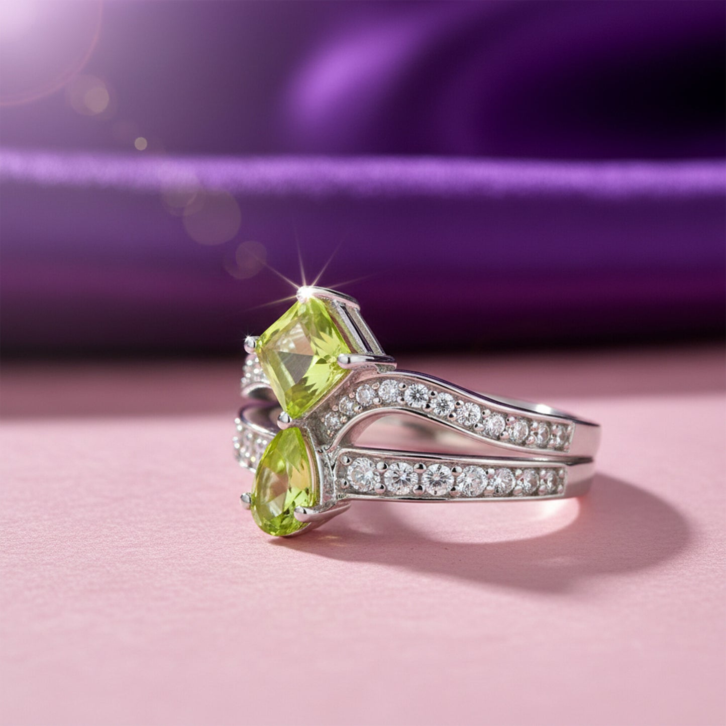 Green Amethyst Pear Cut Solitaire Ring 3.00 Ct. 925 Sterling Silver Gift for Her