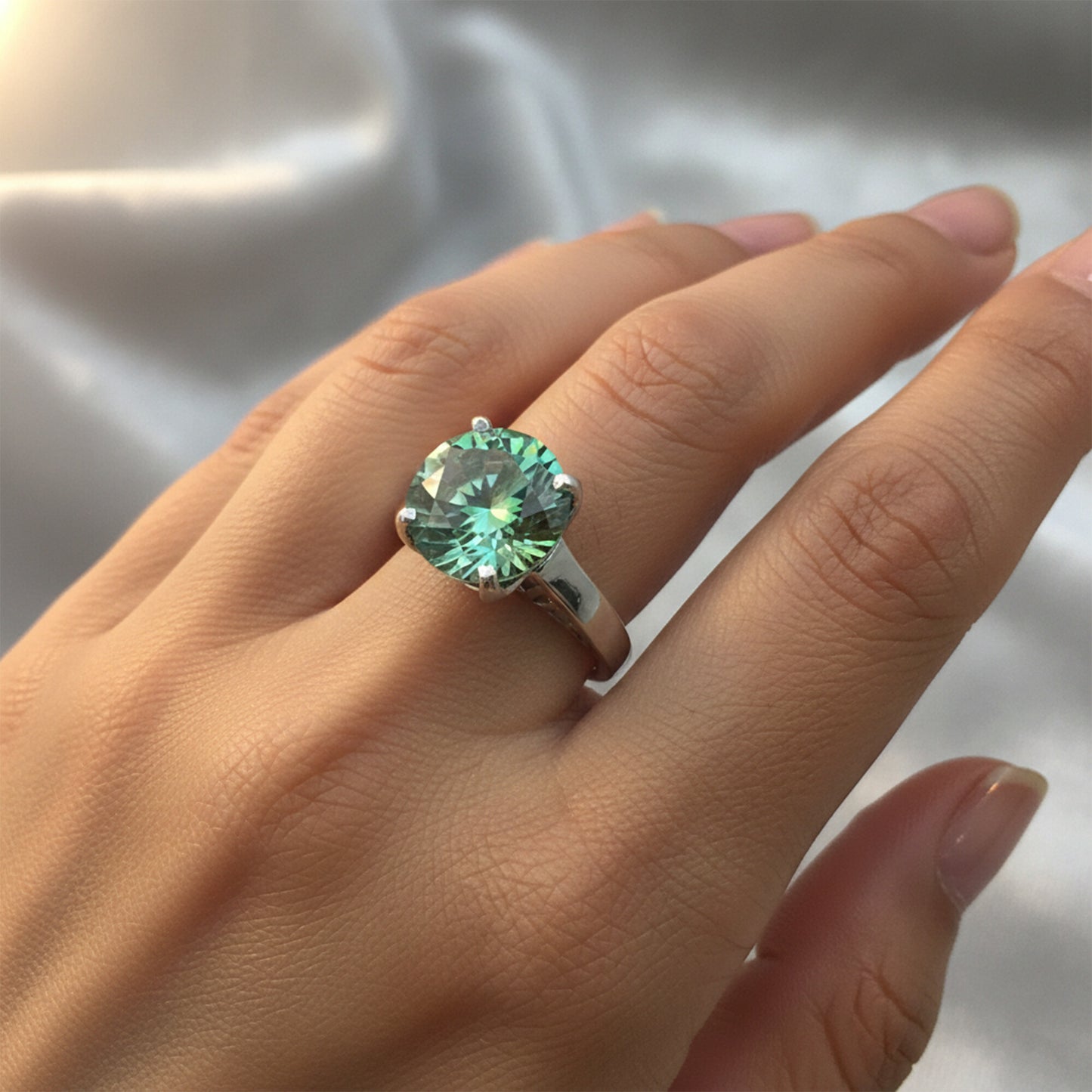 Moissanite Round Cut 4.20 Ct. Gemstone Ring 925 Sterling Silver Women Gift