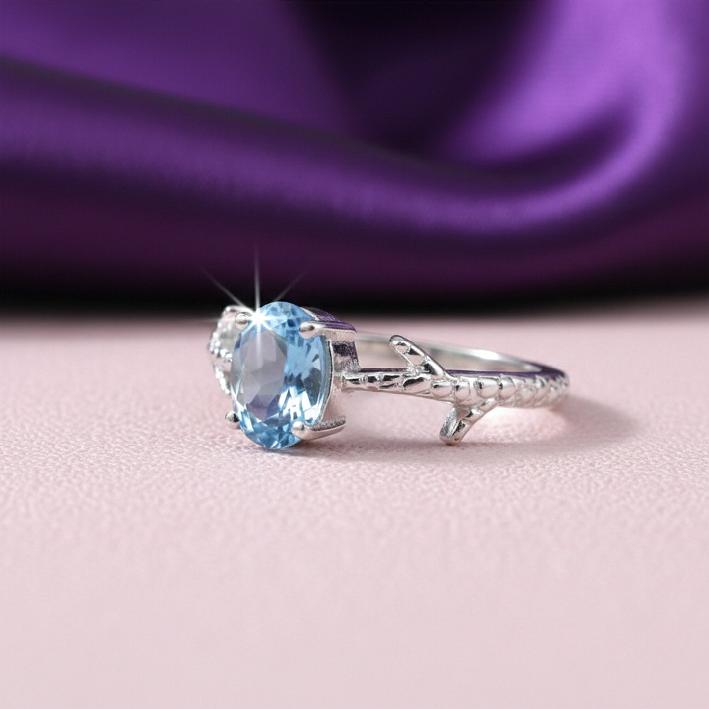 Aquamarine Gemstone Ring 7.00 Ct. Oval Cut 925 Sterling Silver Birthday Gift Her