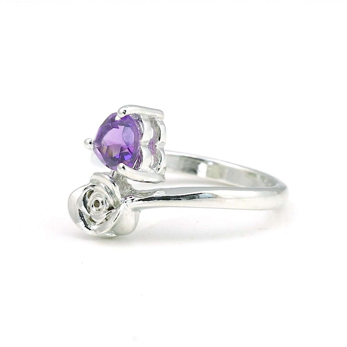 Purple Amethyst Pear Ring 6.50 Ct. 925 Sterling Silver Stackable Eternity Band G