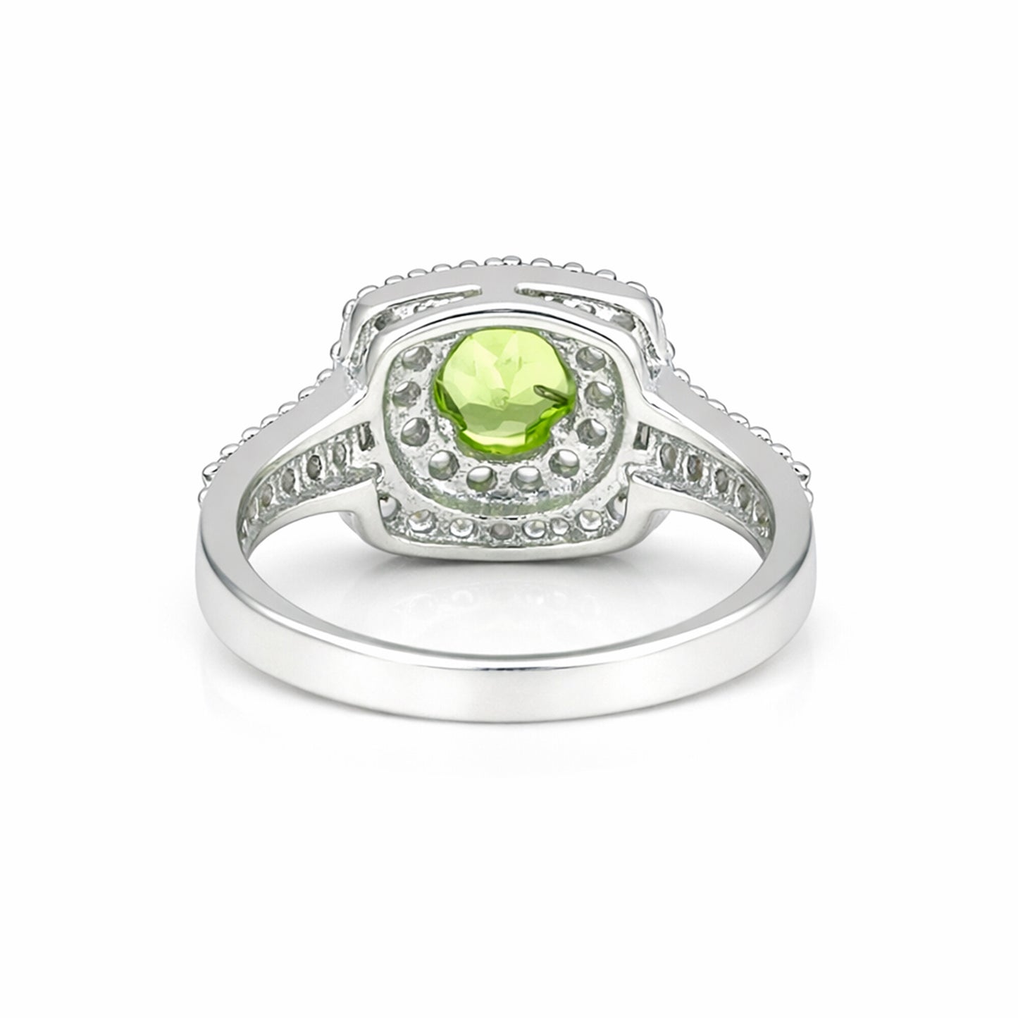 2.00 Ct. Green Amethyst Ring Round Cut 925 Sterling Silver Eternity Band Fine Gi
