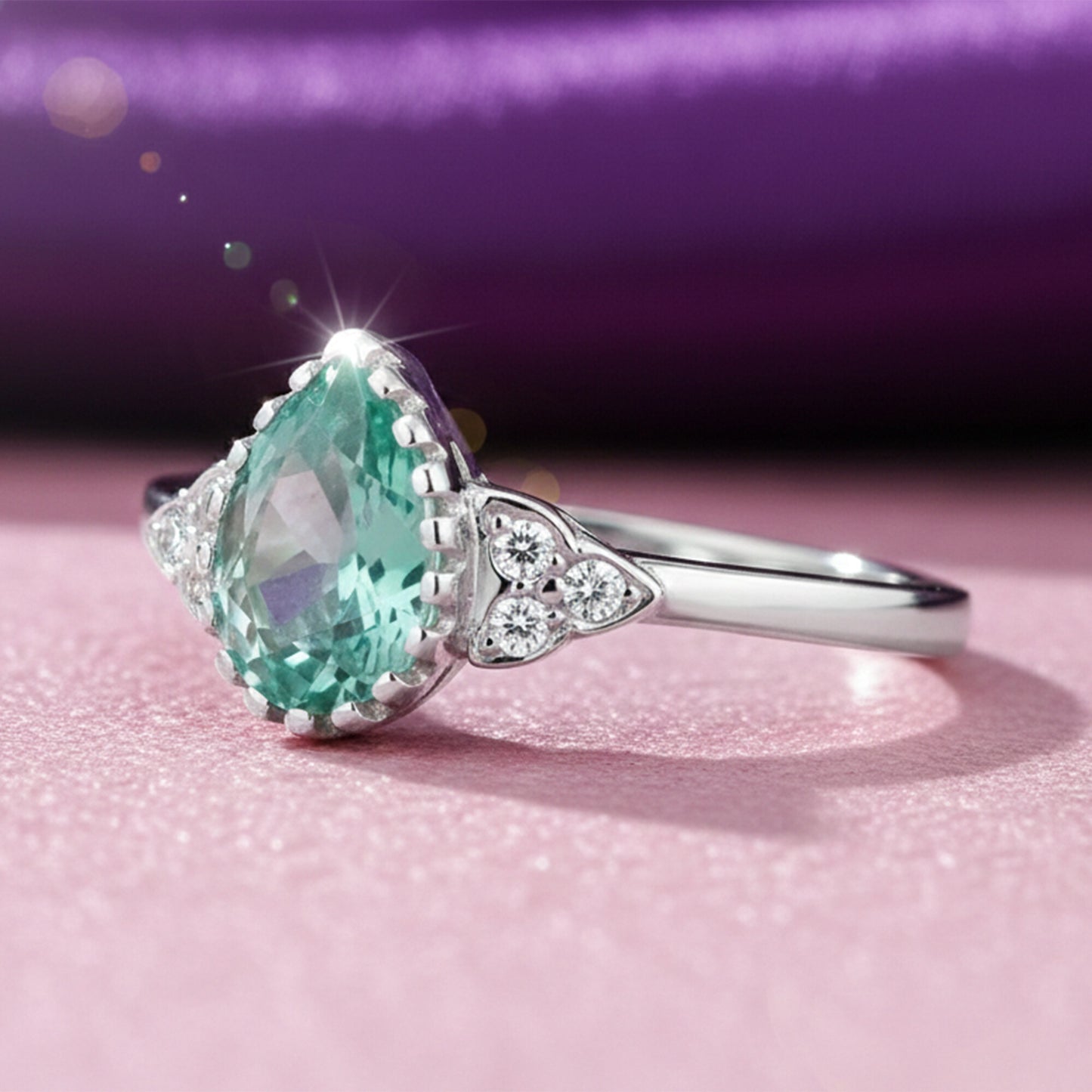 4.65 Ct. Aquamarine Pear Cut Ring 925 Sterling Silver Women Fine Jewelry