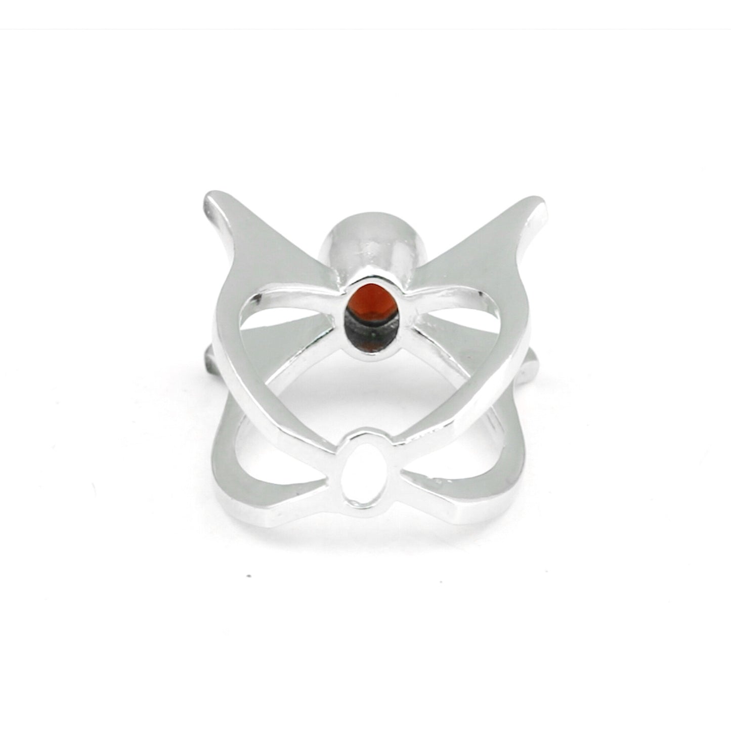 Red Garnet Solitaire Ring 3.65 Ct. Oval Cut 925 Sterling Silver Stackable Band