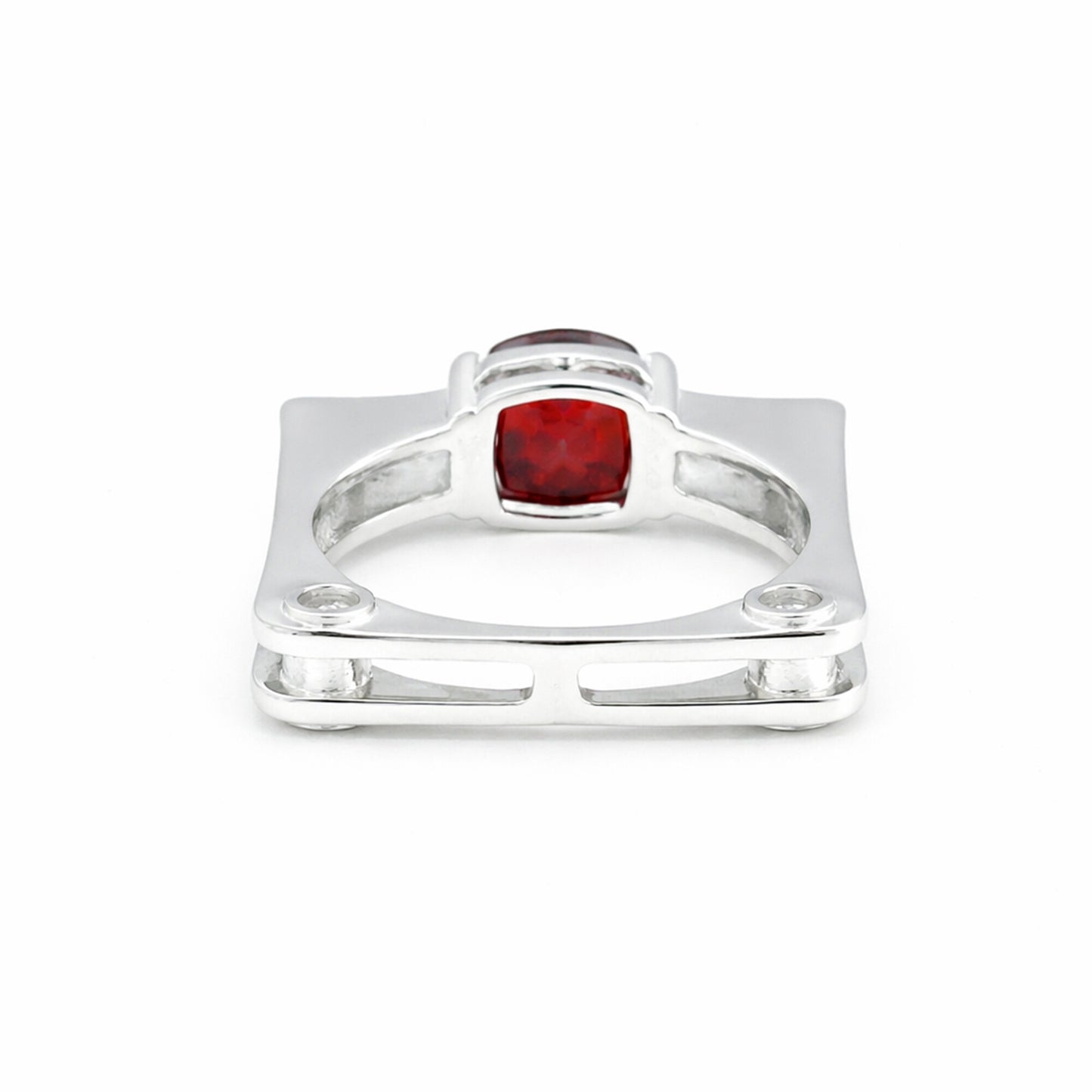 Cushion Cut Garnet Ring 2.00 Ct. 925 Sterling Silver Eternity Band Gift for Her