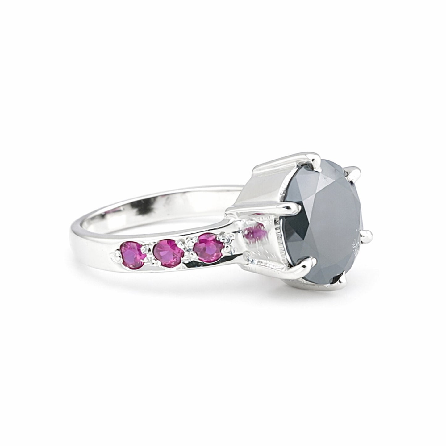 3.80 Ct. Moissanite Round Cut Ring 925 Sterling Silver Women Fine Jewelry
