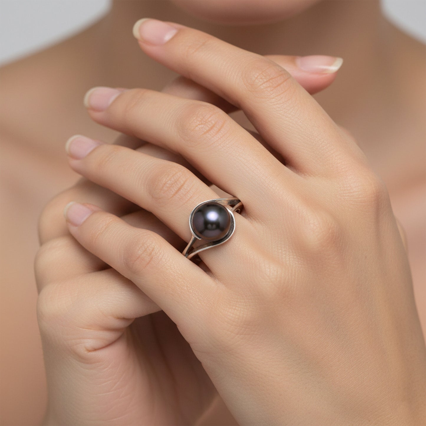 Pearl Oval Solitaire Gemstone Ring 2.65 Ct. 925 Sterling Silver Women Gift Her