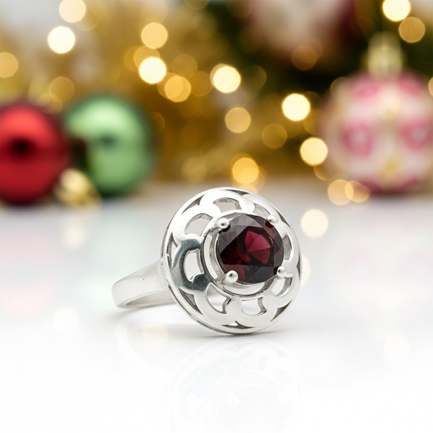 Red Garnet Round Ring 9.00 Ct. 925 Sterling Silver Stackable Eternity Band Gift