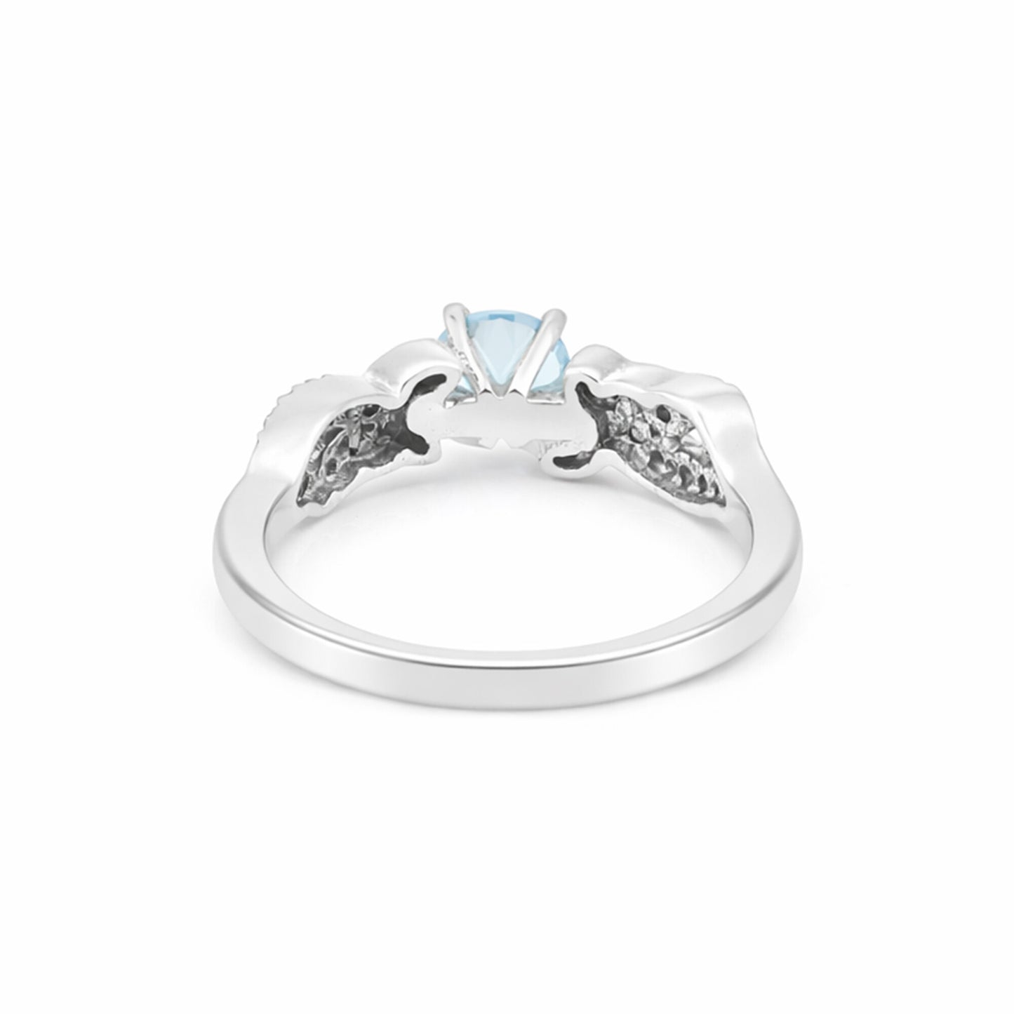 4.50 Ct. Aquamarine Round Solitaire Ring 925 Sterling Silver Valentine's Day Fin