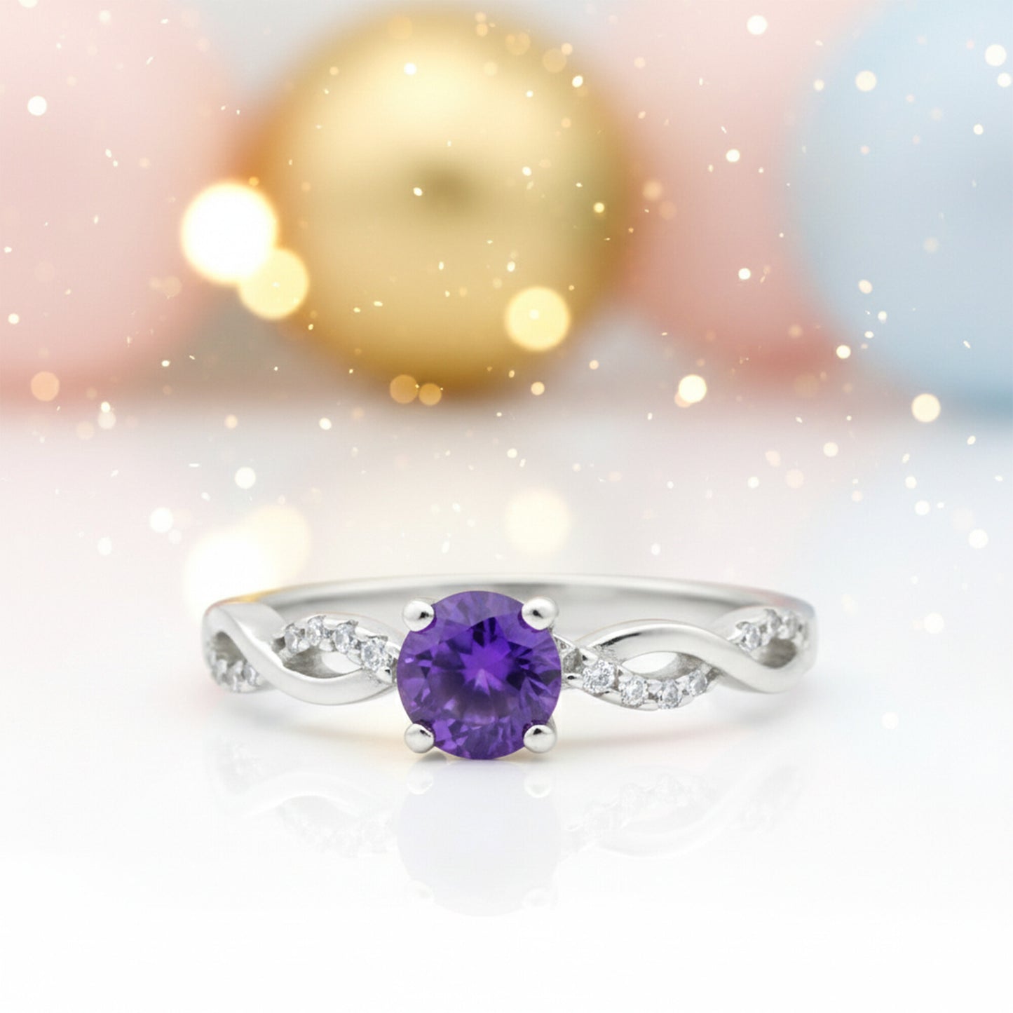 Round Cut Amethyst Ring 2.80 Ct. 925 Sterling Silver Eternity Band Gift for Her