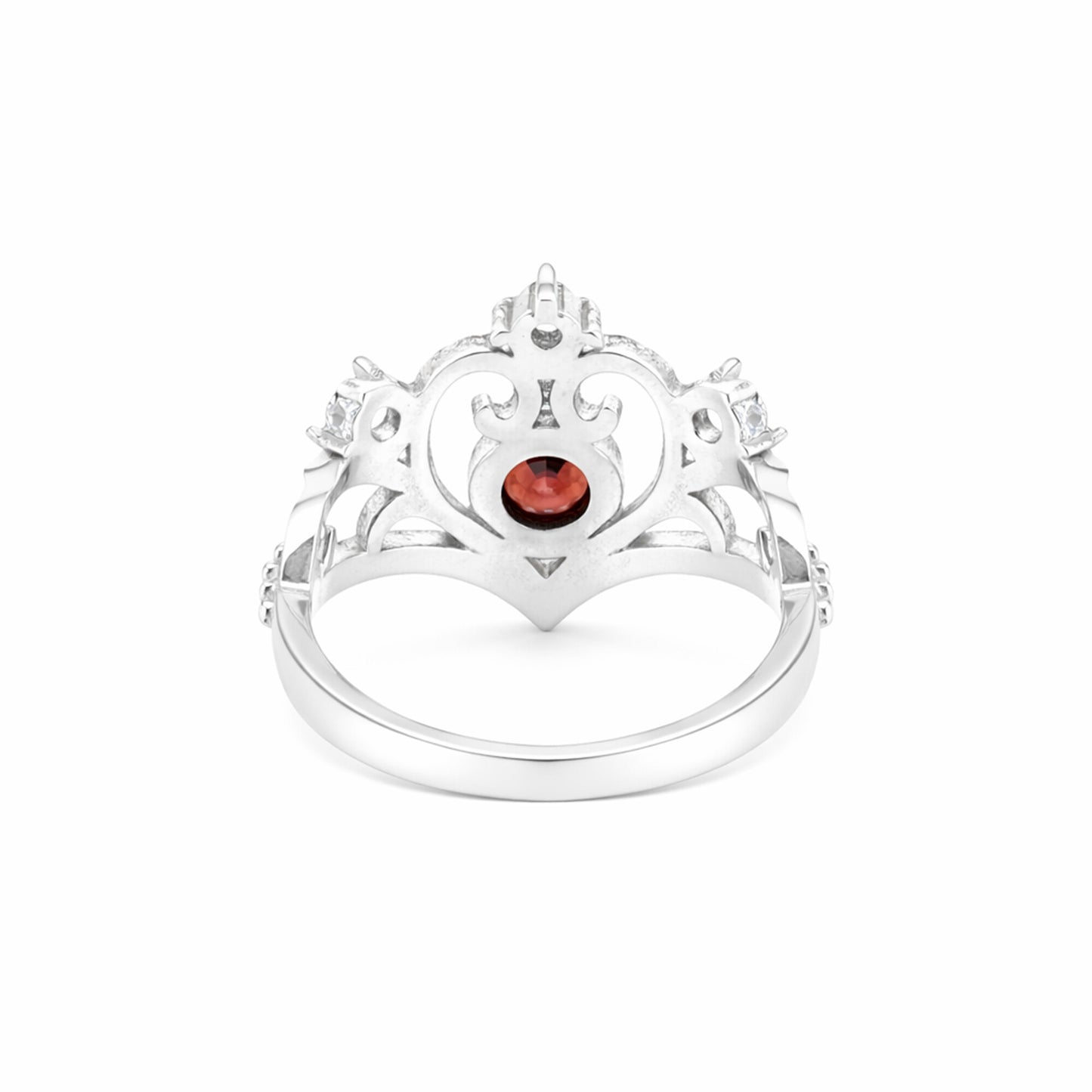 Red Garnet Solitaire Ring 4.50 Ct. Round Cut 925 Sterling Silver Stackable Band