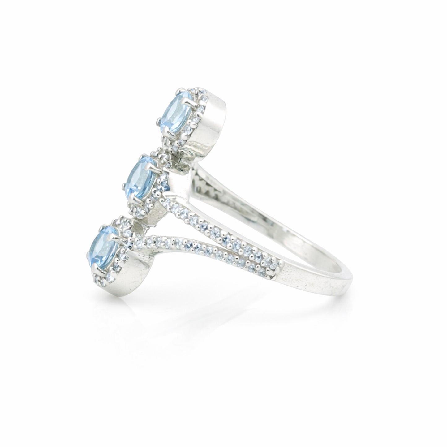 Aquamarine Round Cut Ring 3.78 Ct. 925 Sterling Silver Gift for Her Women