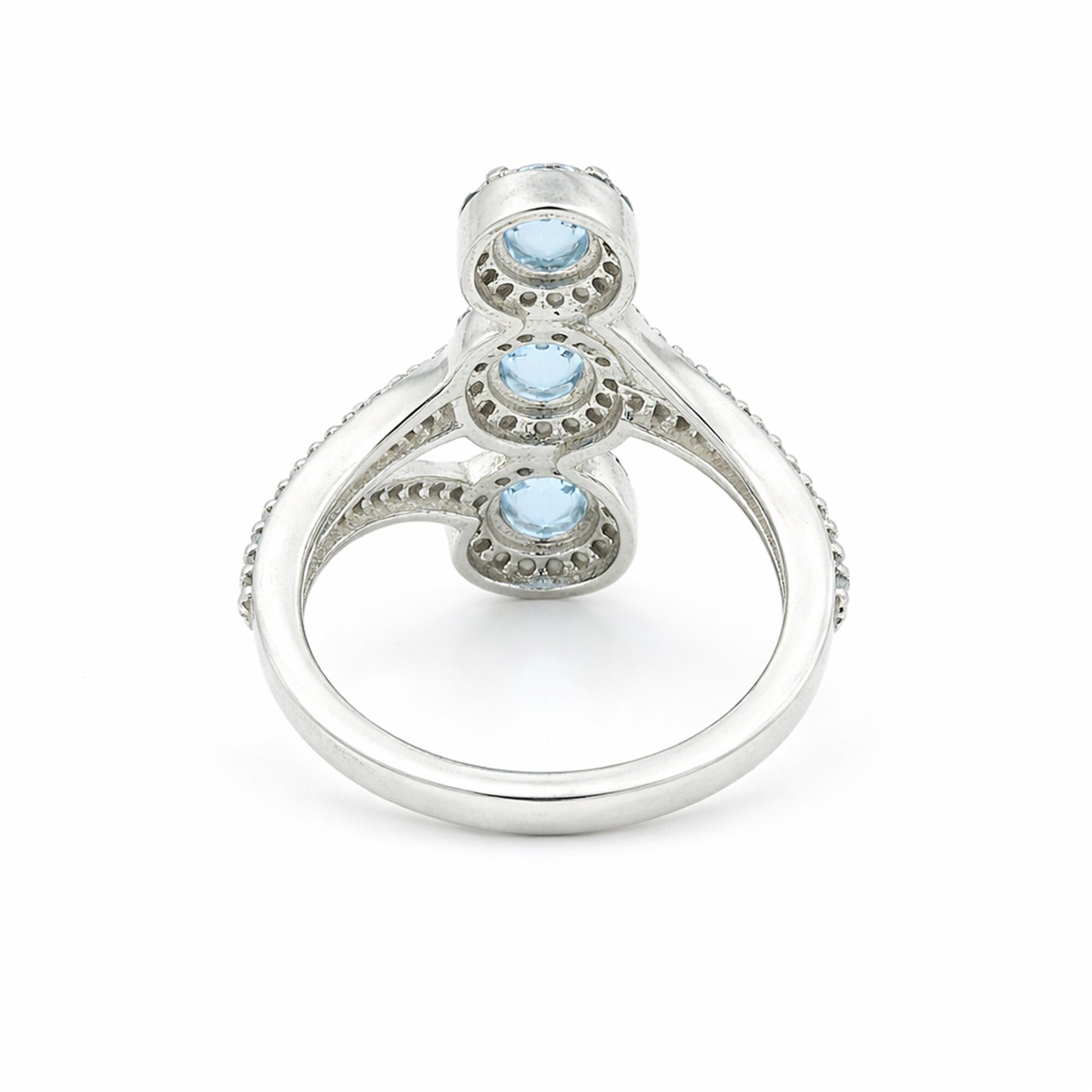 Aquamarine Round Cut Ring 3.78 Ct. 925 Sterling Silver Gift for Her Women