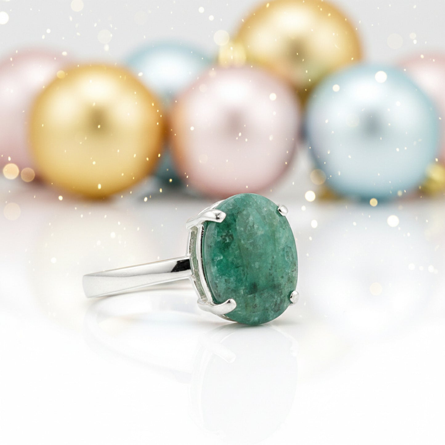 Certified Oval Cut Green Emerald 3.50 Ct Ring in 925 Sterling Silver for Women