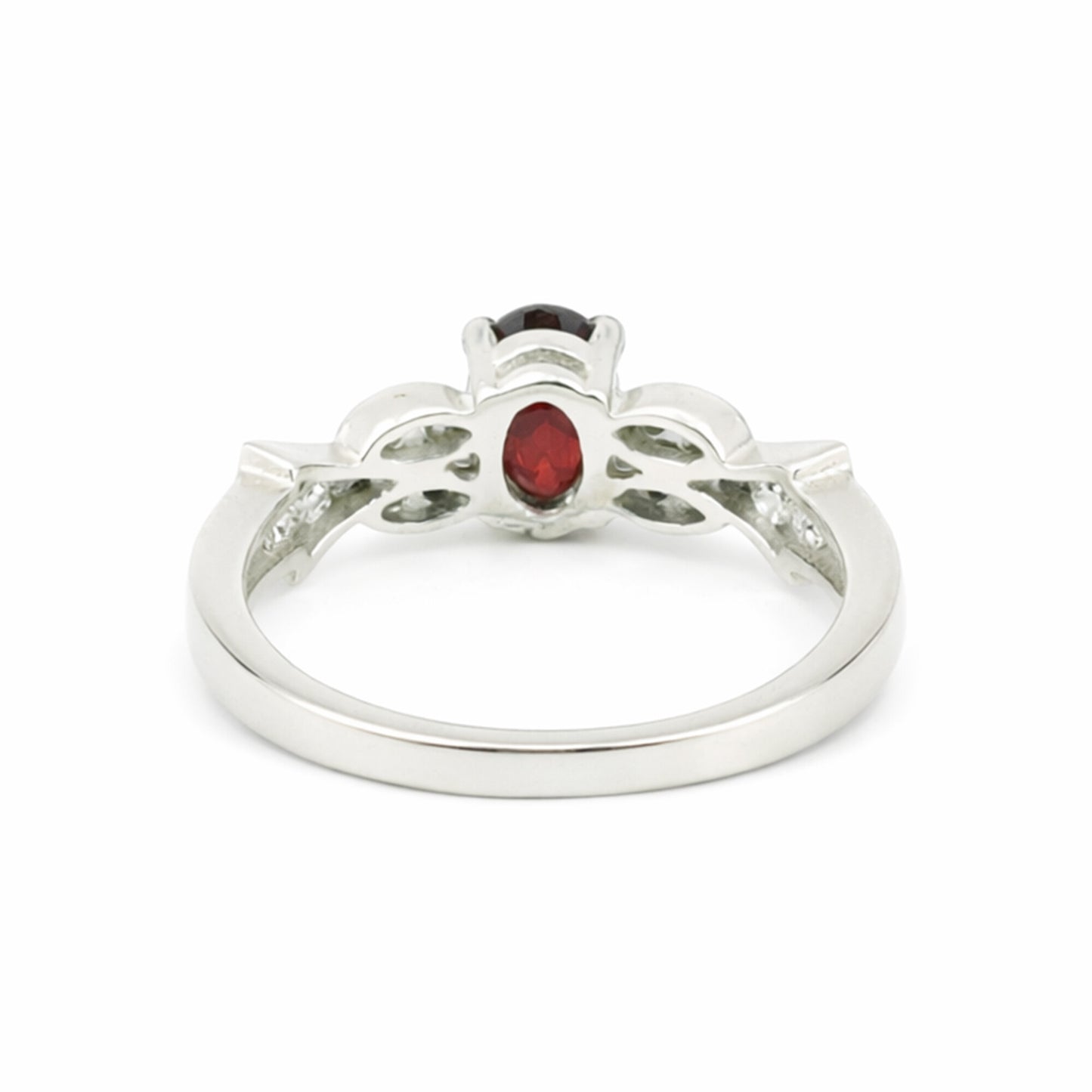 Red Garnet Ring Oval Cut 7.00 Ct 925 Sterling Silver Gift for Her Modern Design