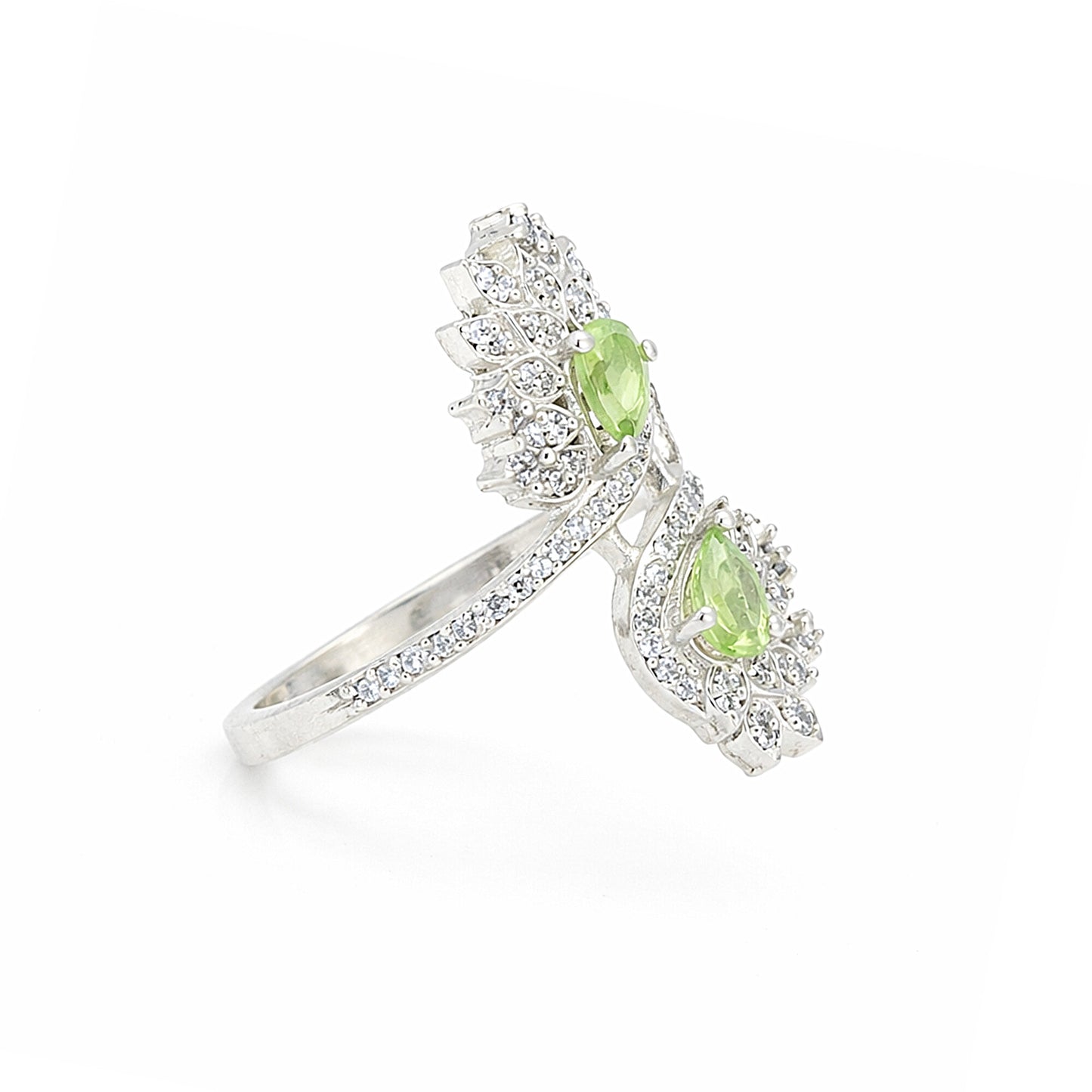 925 Sterling Silver Green Amethyst Oval Cut Ring for Women Statement Piece