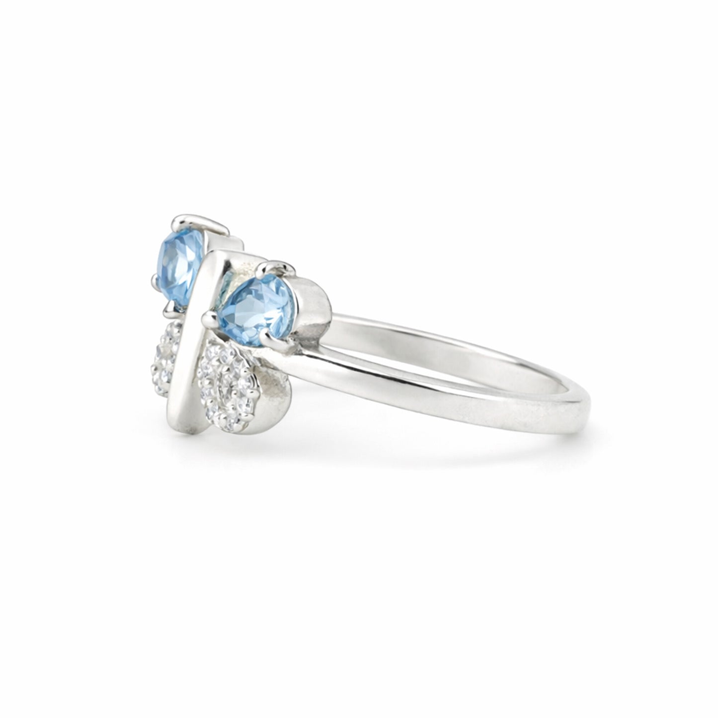 Pear Blue Aquamarine Classic Ring in 925 Sterling Silver for Anniversary