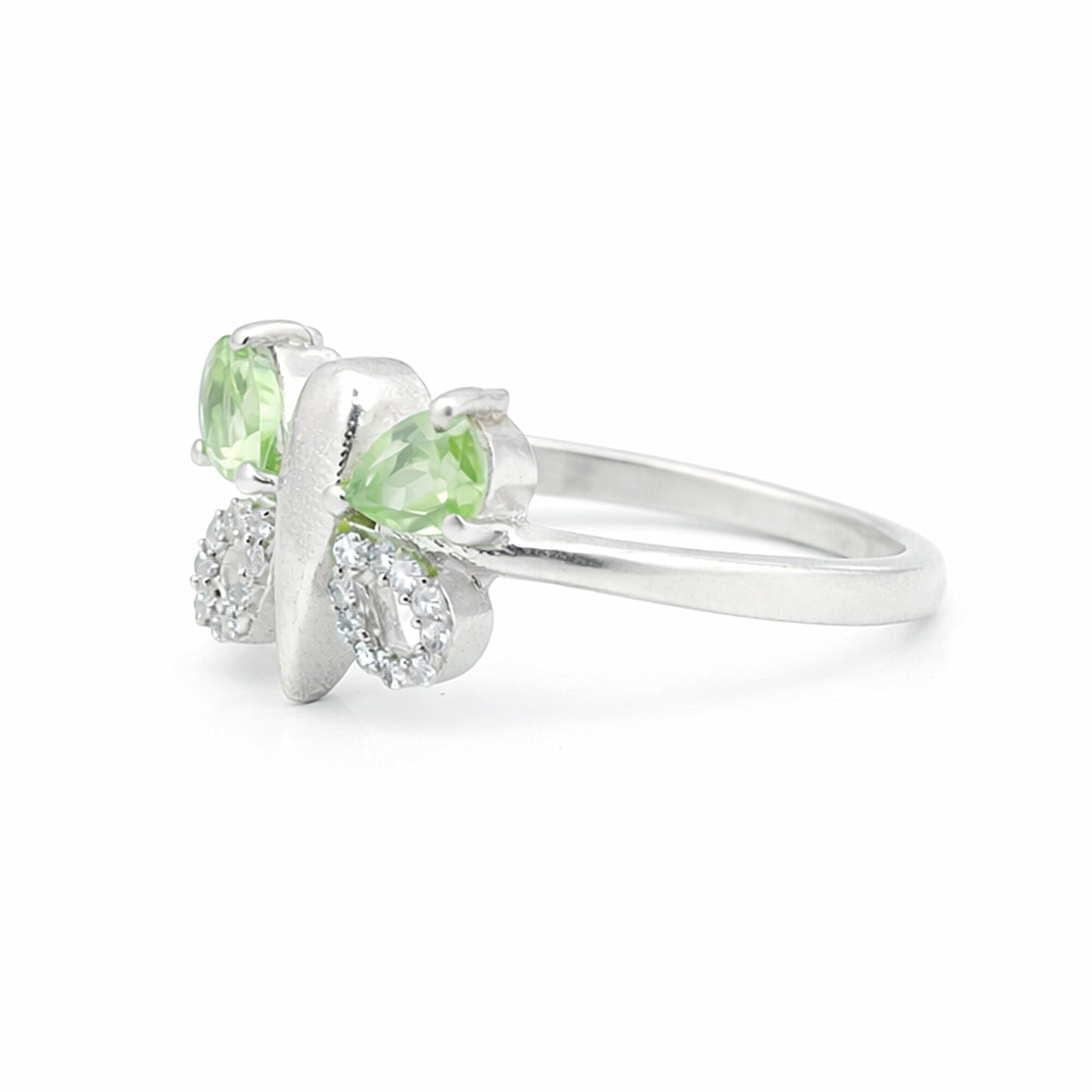 Green Amethyst Pear Cut Ring 5.65 Ct in 925 Sterling Silver for Women Boho Style