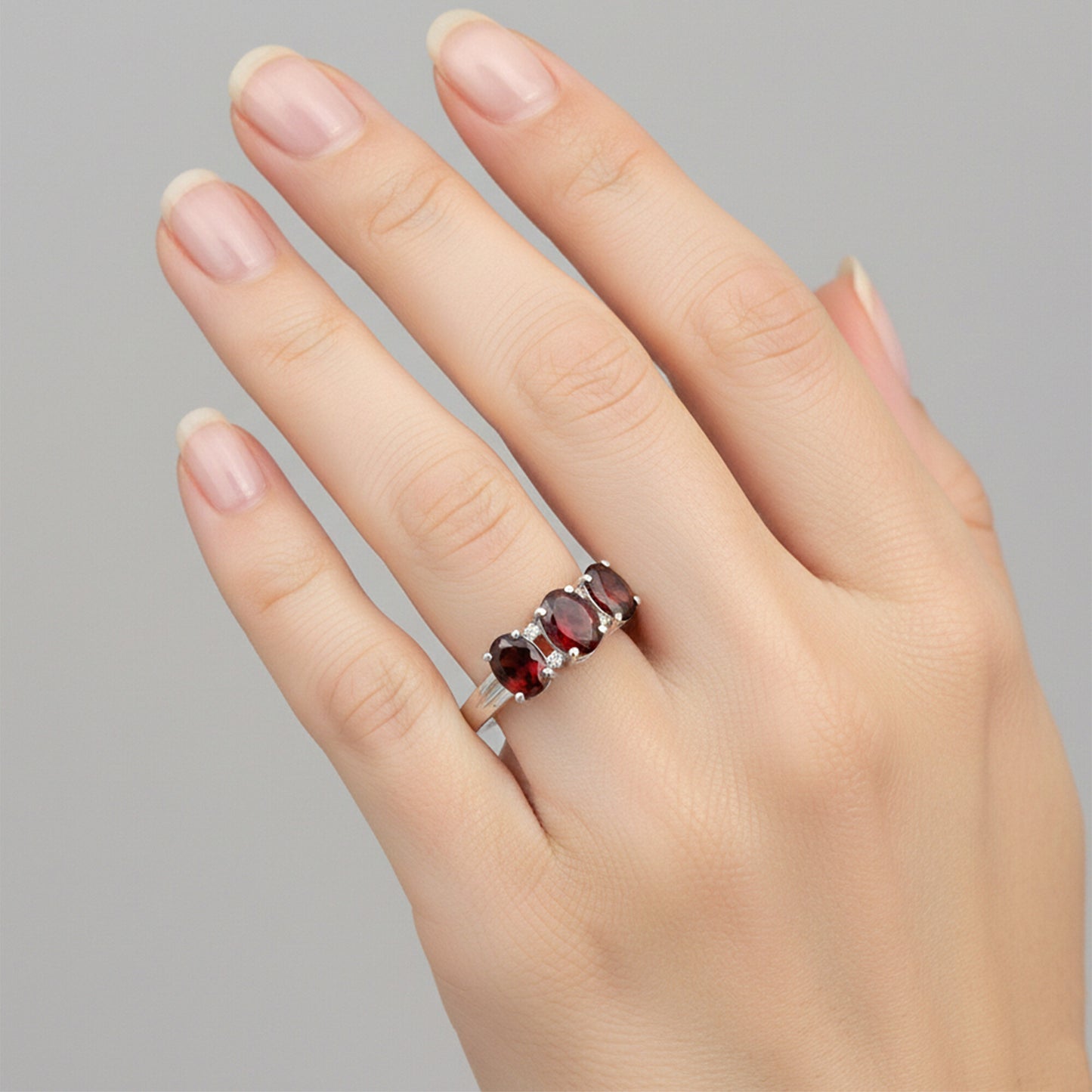 Red Garnet Ring Oval Cut 2.50 Ct 925 Sterling Silver for Her Trendy Pick
