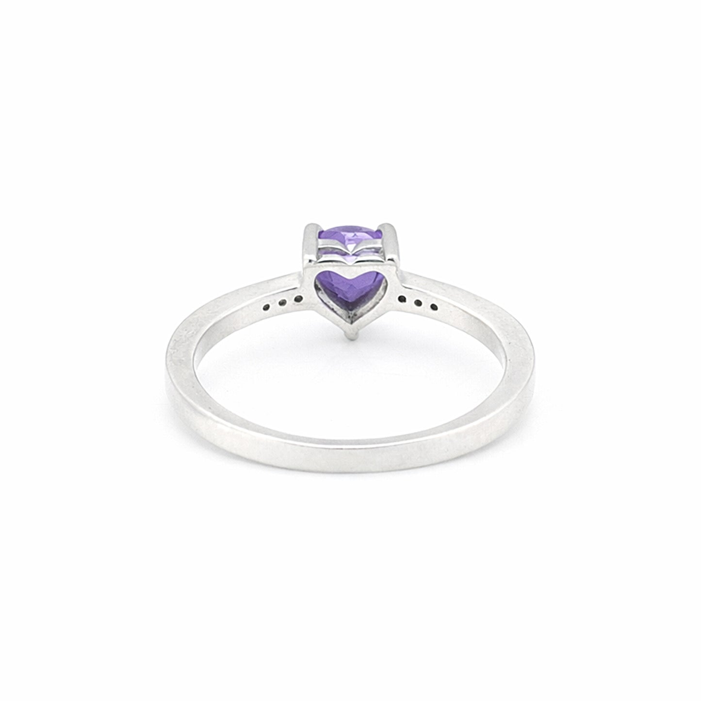 Certified Heart Purple Amethyst Ring in 925 Sterling Silver for Women Boho Style
