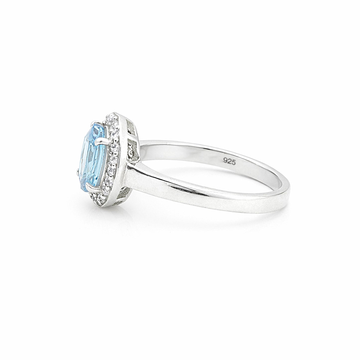 3.65 Ct Blue Aquamarine Oval Ring in 925 Sterling Silver for Wedding Boho Style