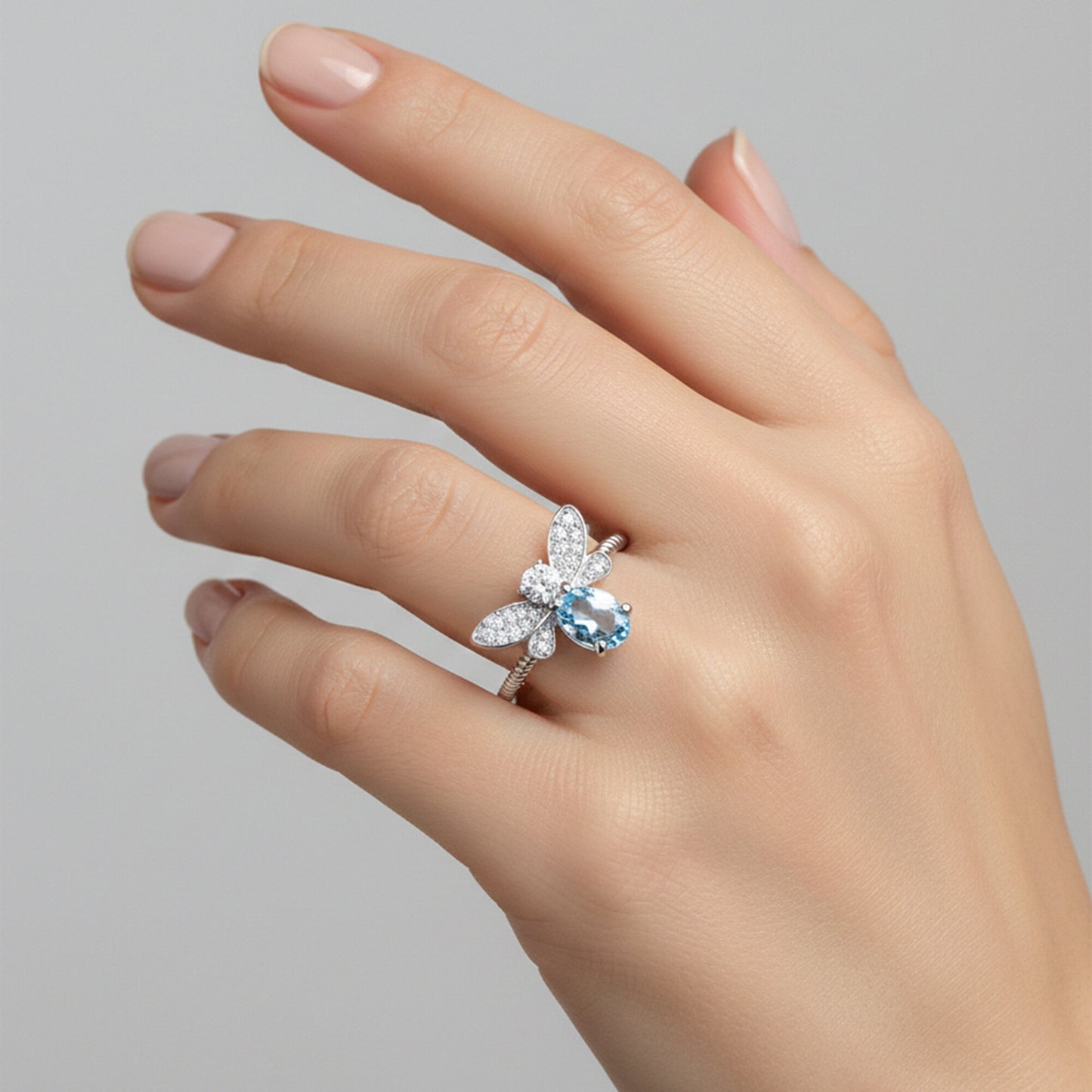 Certified Blue Aquamarine Oval Ring Crafted in 925 Sterling Silver Gift for Her
