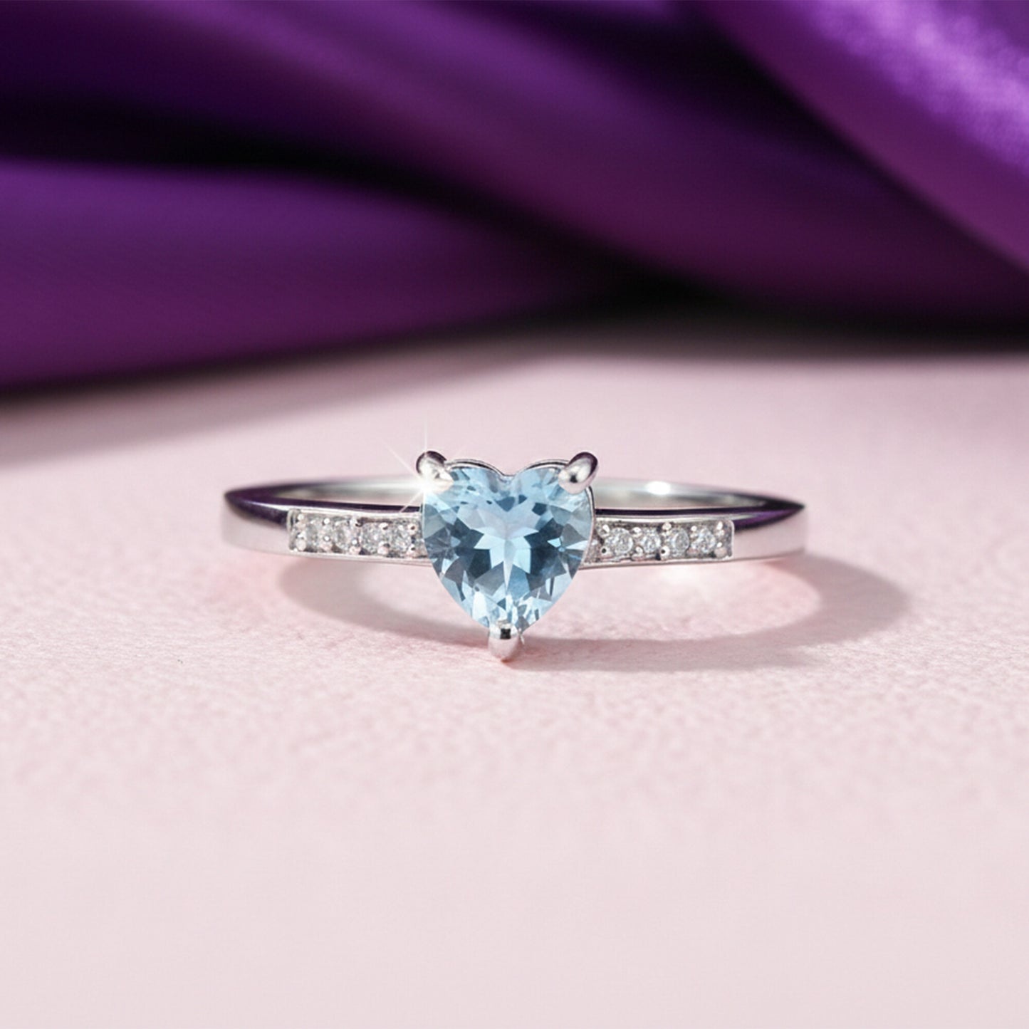 Blue Aquamarine 2.50 Ct Ring in 925 Sterling Silver Cocktail for Anniversary