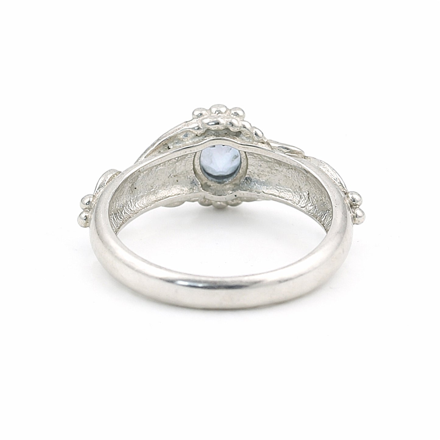 925 Sterling Silver Blue Aquamarine Oval Cut Ring for Women Luxury Style