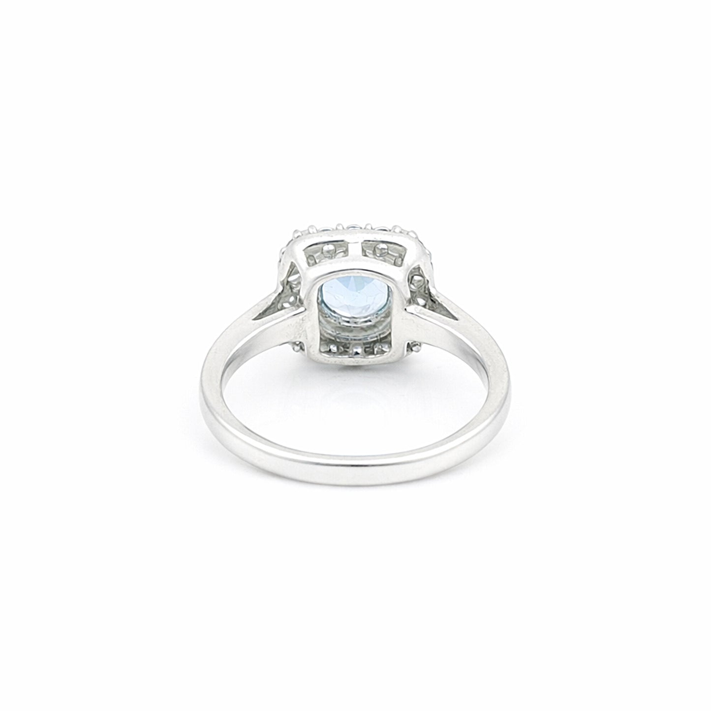Round Blue Aquamarine Gift for Her Ring in 925 Sterling Silver Designer Look