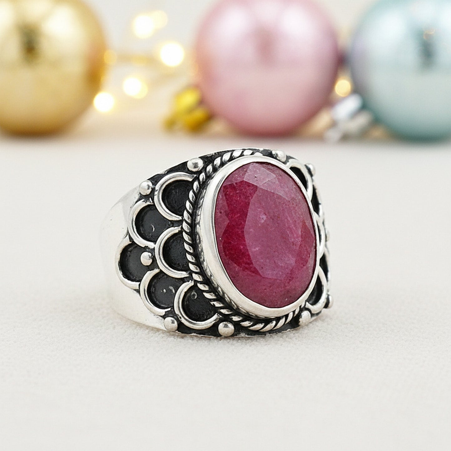 Red Ruby Ring 2.65 Ct Oval Cut 925 Sterling Silver Gift for Her Classic Design