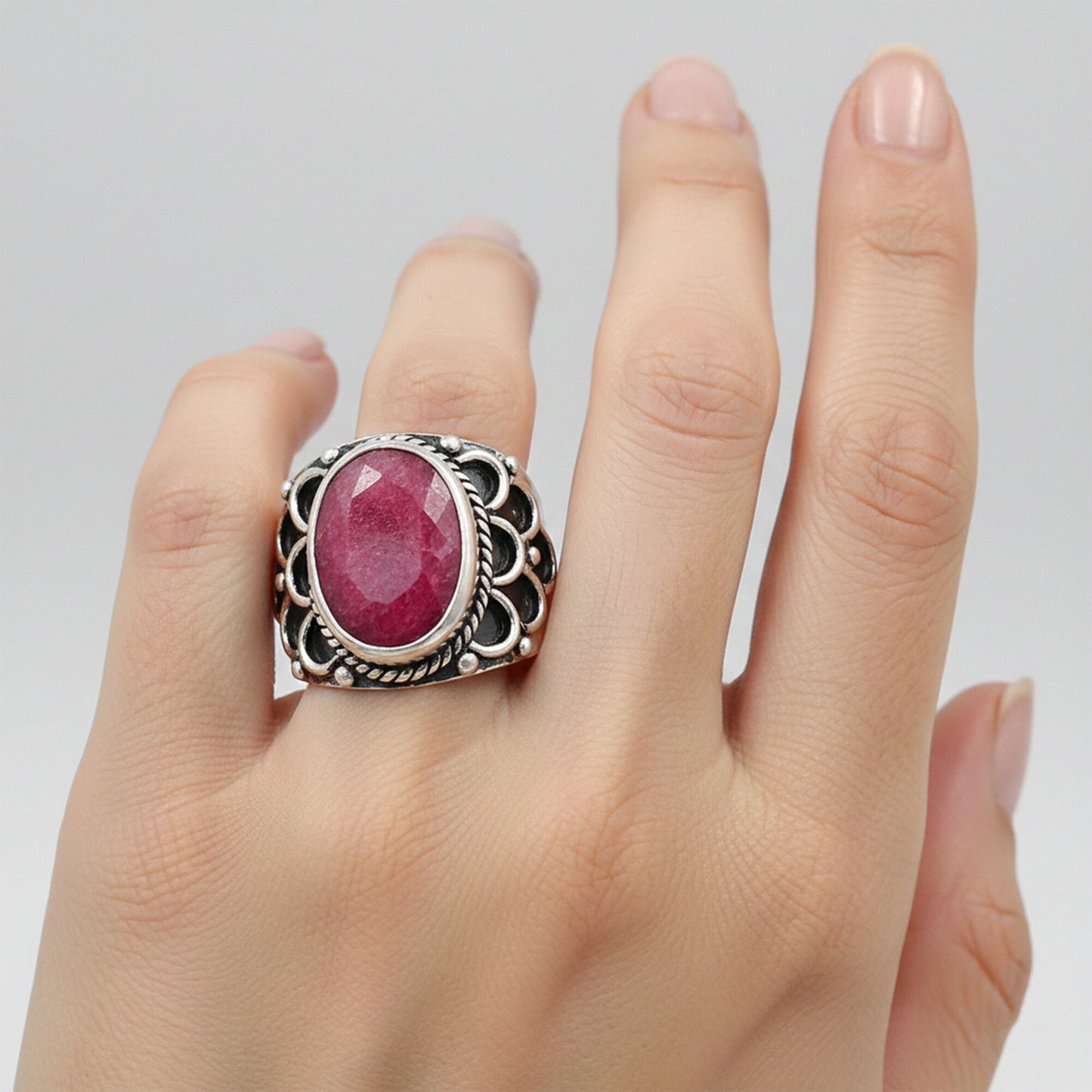 Red Ruby Ring 2.65 Ct Oval Cut 925 Sterling Silver Gift for Her Classic Design