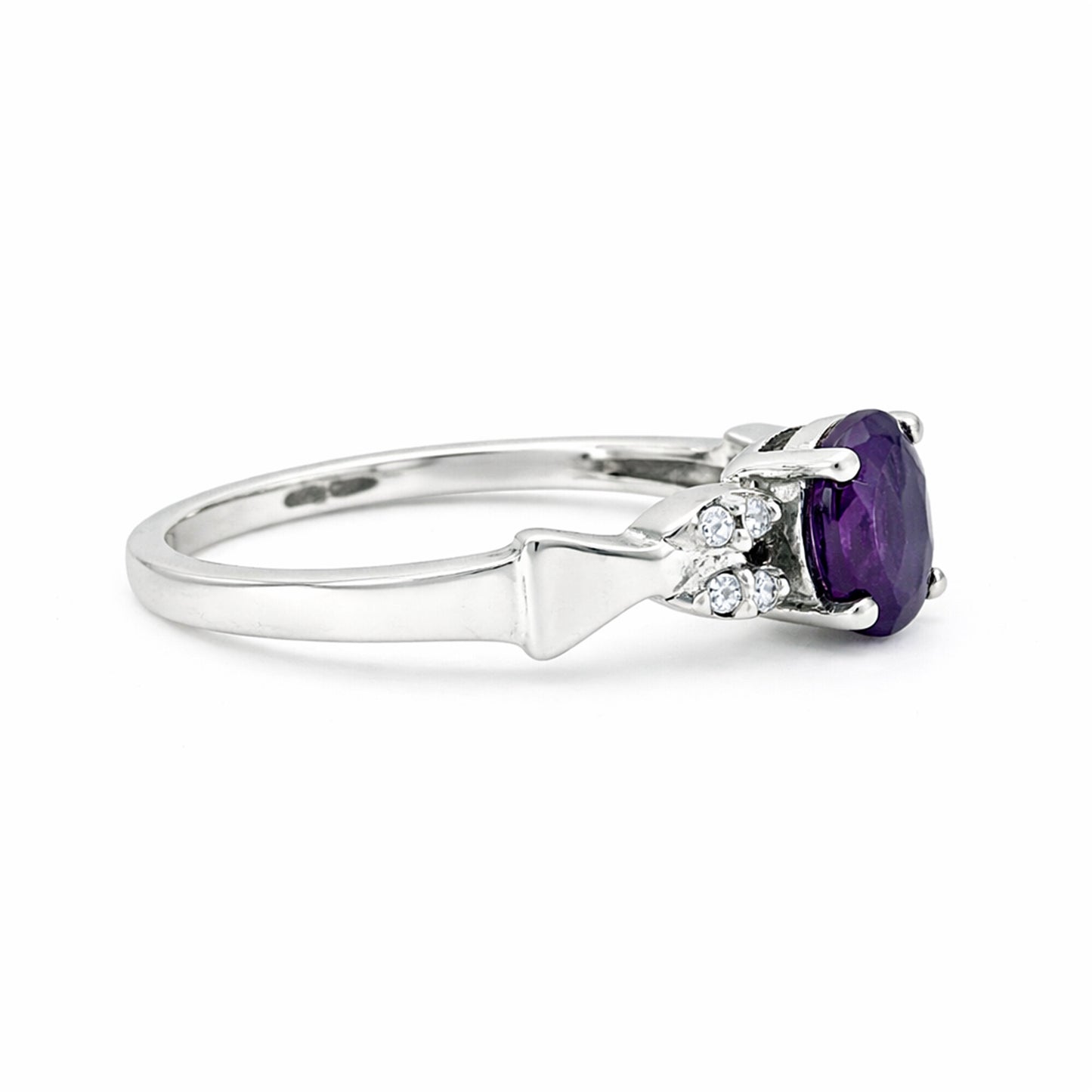 Oval Cut Purple Amethyst 3.65 Ct Ring in 925 Sterling Silver for Women