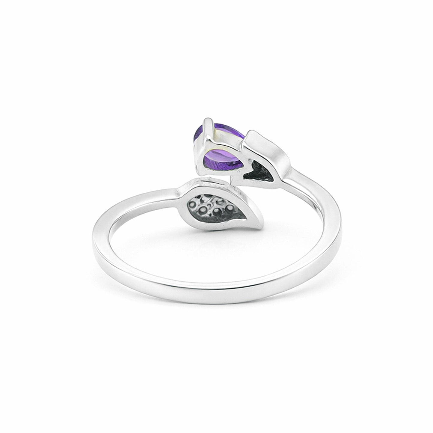 925 Sterling Silver Purple Amethyst Pear Cut Ring for Women Classic Design