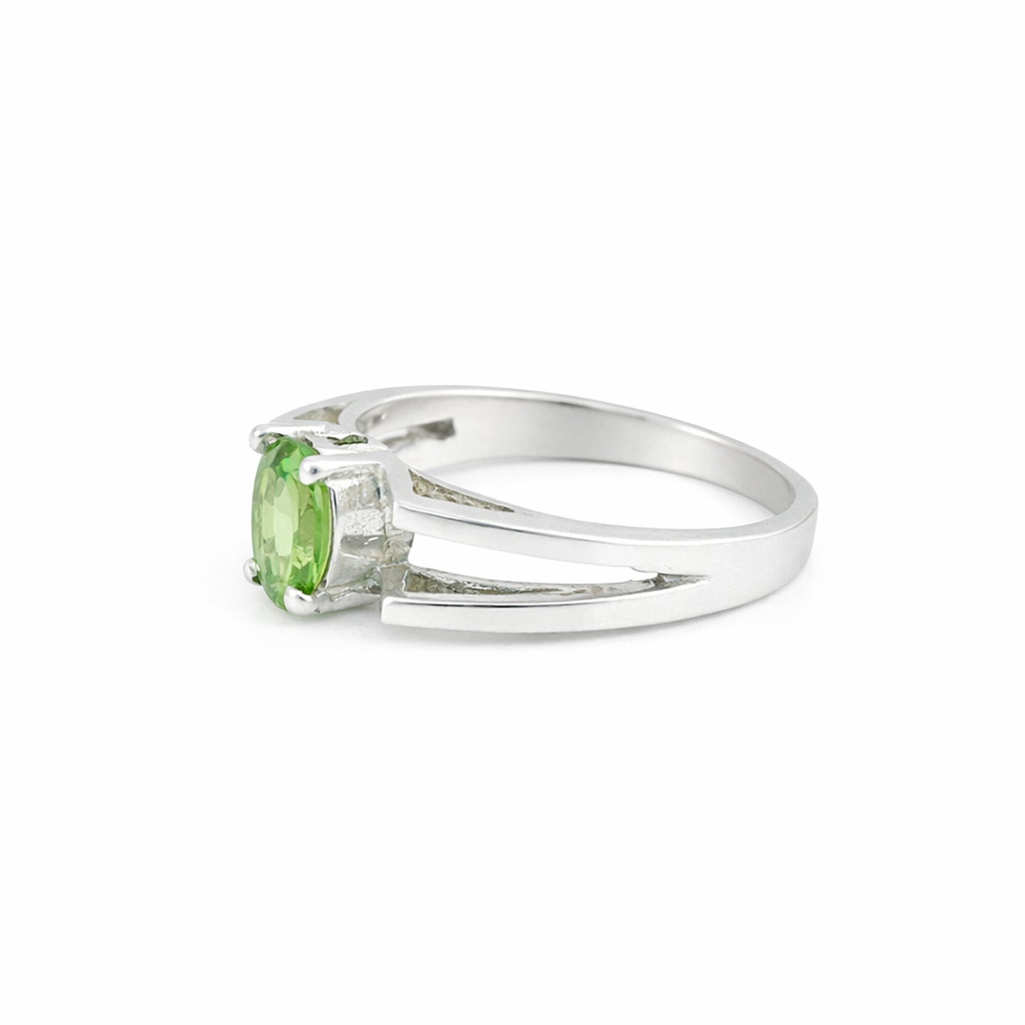 Green Amethyst Ring Oval Cut 1.25 Ct 925 Sterling Silver Gift for Her Boho Style
