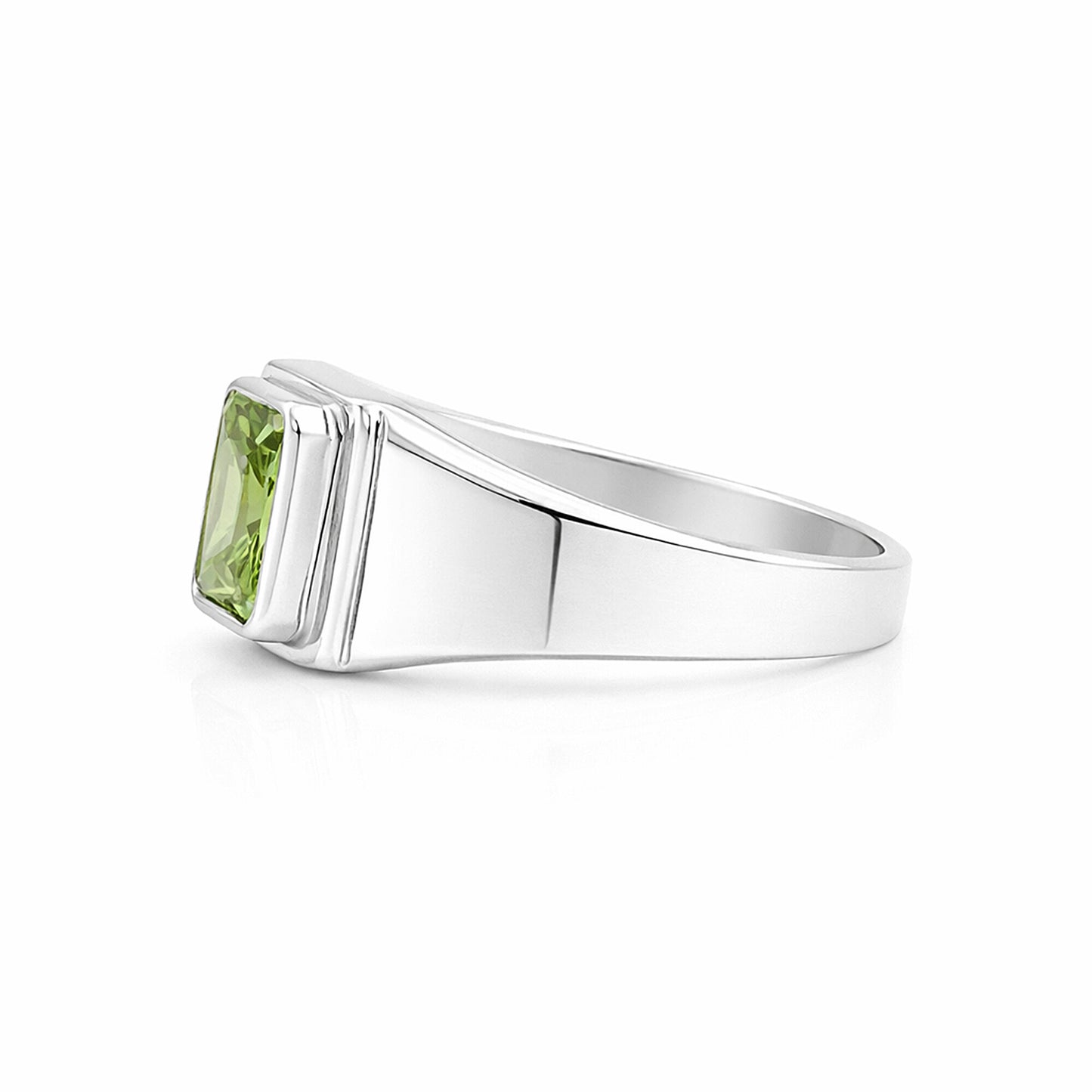 Emerald Cut Green Amethyst Ring Women in 925 Sterling Silver for Her Chic Design