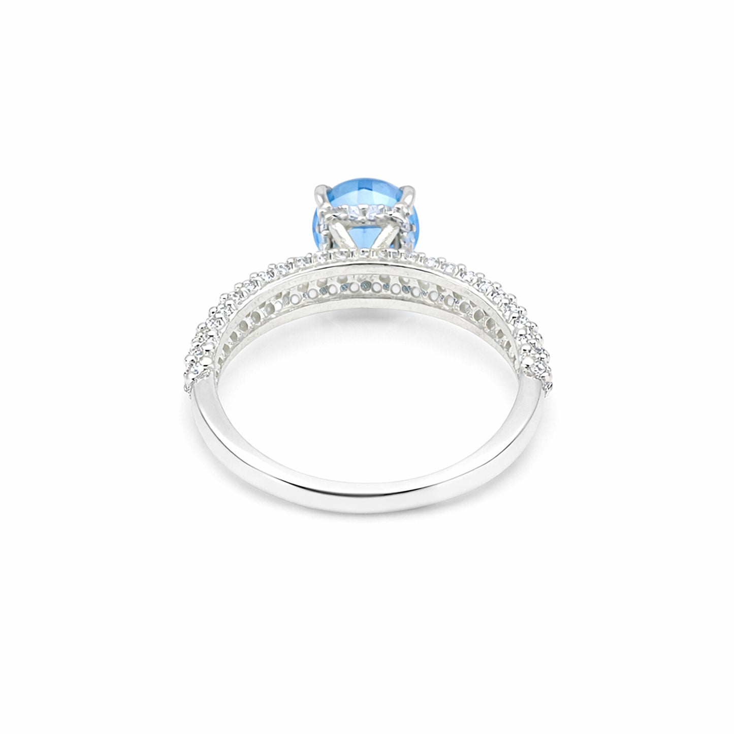Certified Blue Aquamarine 2.55 Ct Round Cut Ring 925 Sterling Silver for Wedding