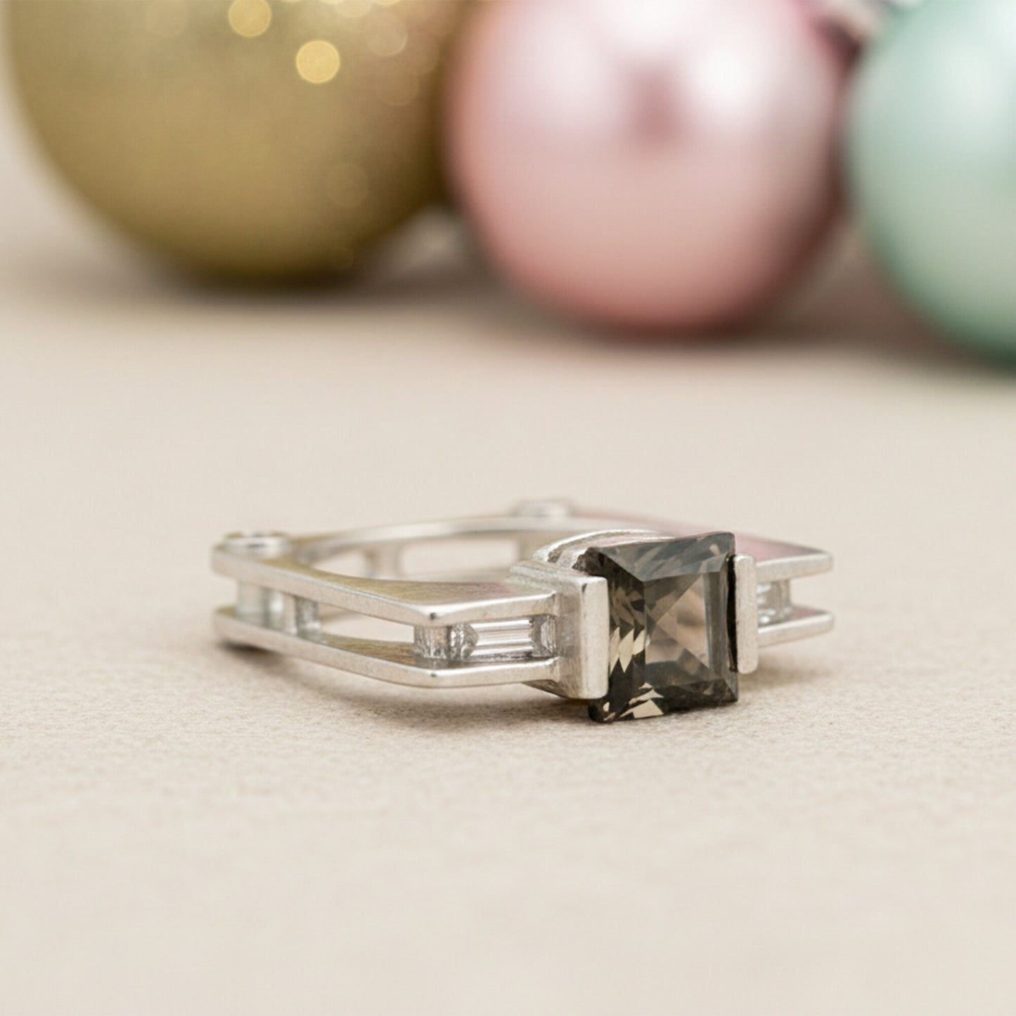 Brown Topaz Ring Princess Cut 4.50 Ct 925 Sterling Silver for Her Luxury Style