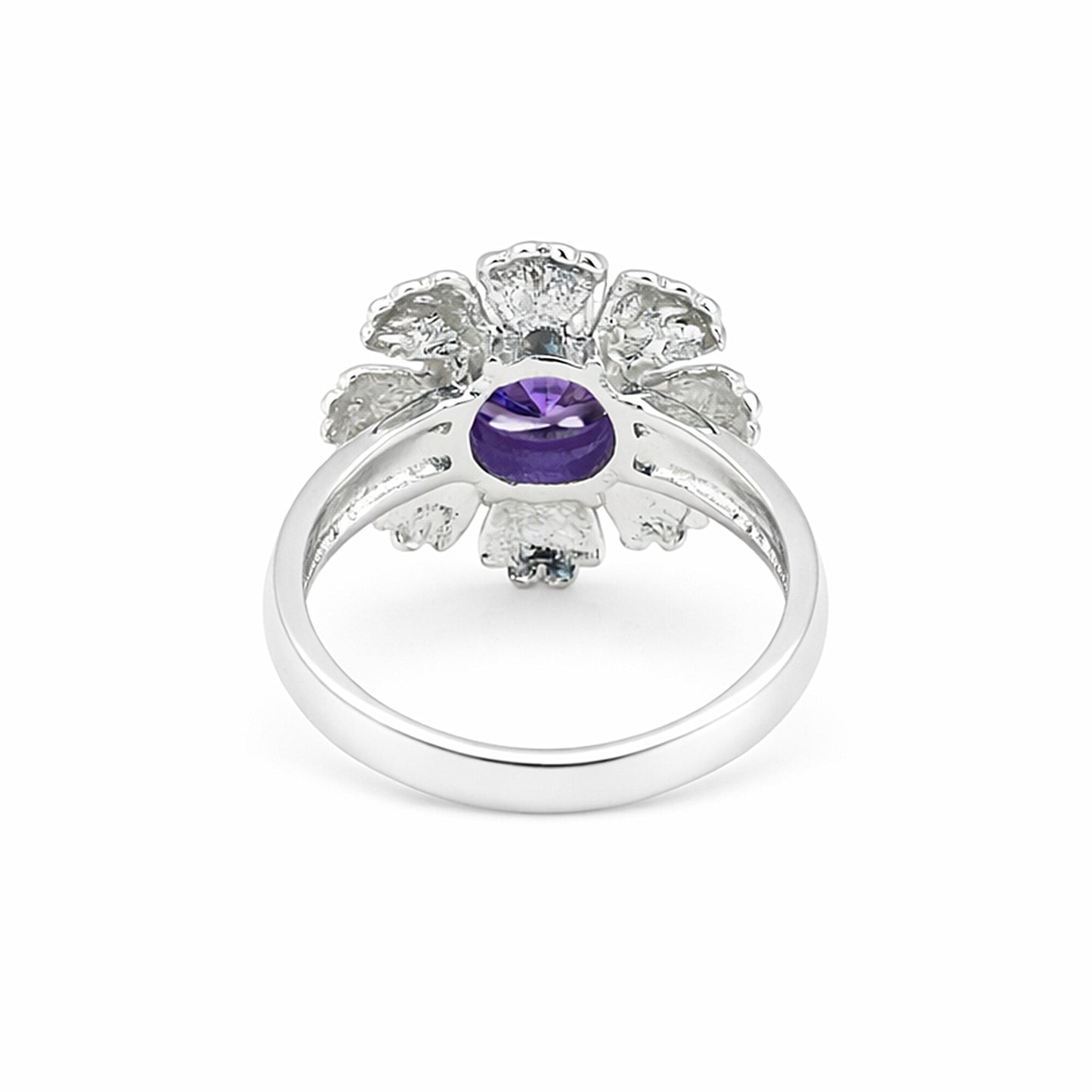 925 Sterling Silver Purple Amethyst Round Cut Ring for Women Solitaire Style