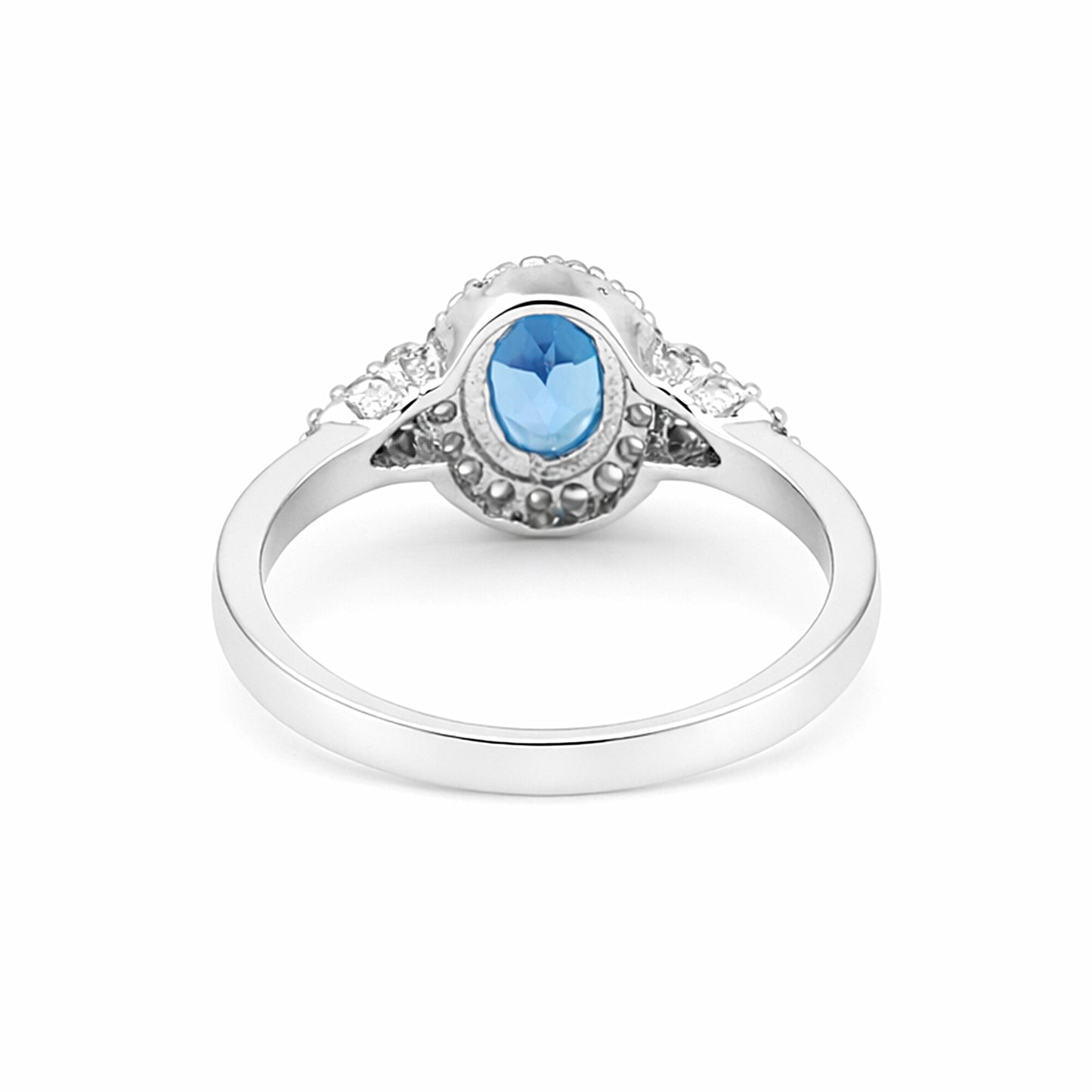 Oval Blue Aquamarine Gift for Her Ring in 925 Sterling Silver Vintage Style