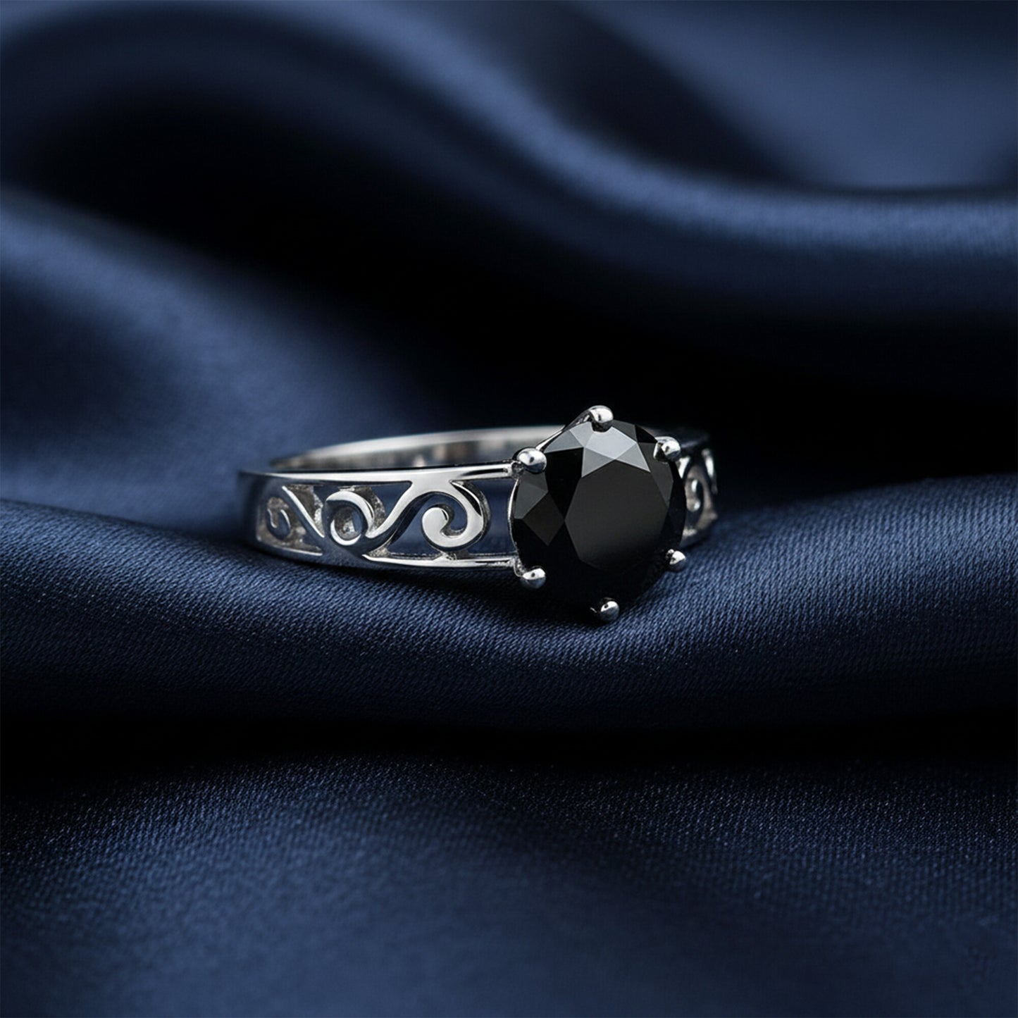 Black Moissanite Ring 2.64 Ct Round Cut 925 Sterling Silver Gift for Her