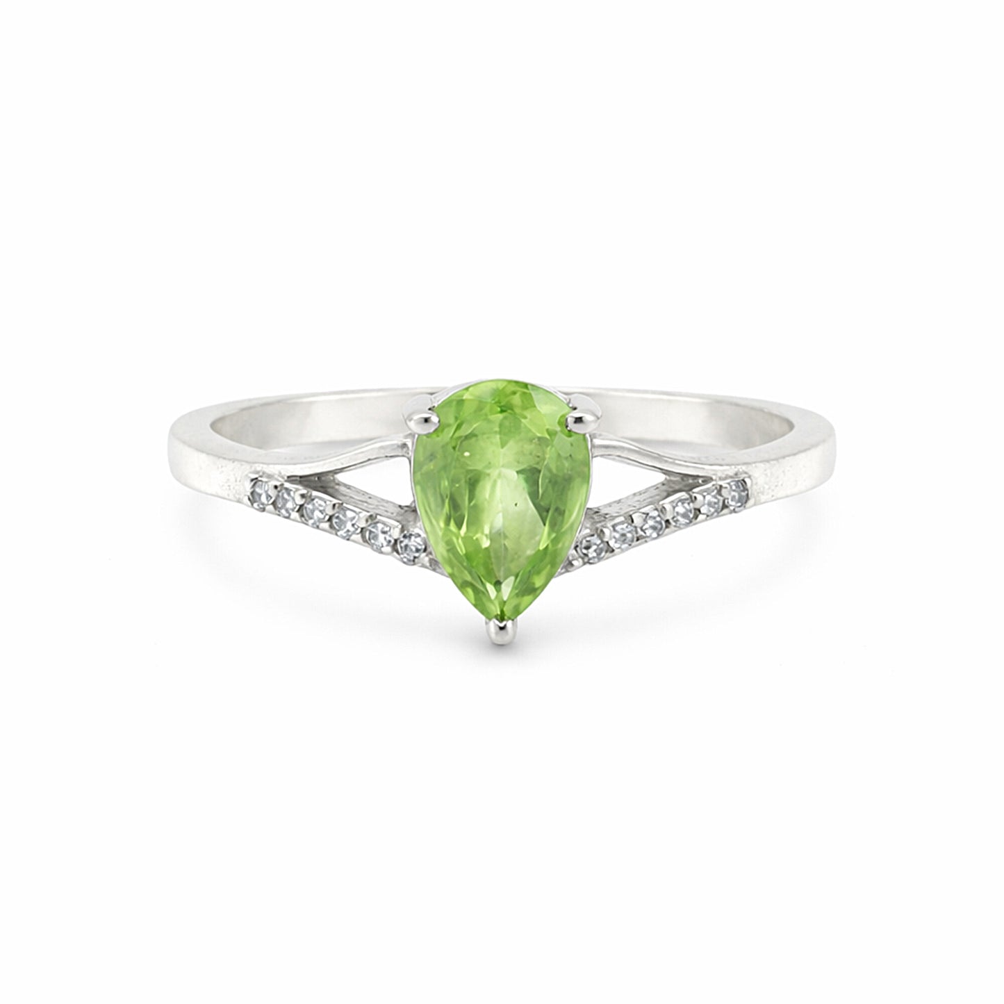Jewelry Pear Cut Green Amethyst Ring in 925 Sterling Silver for Her Trendy Pick