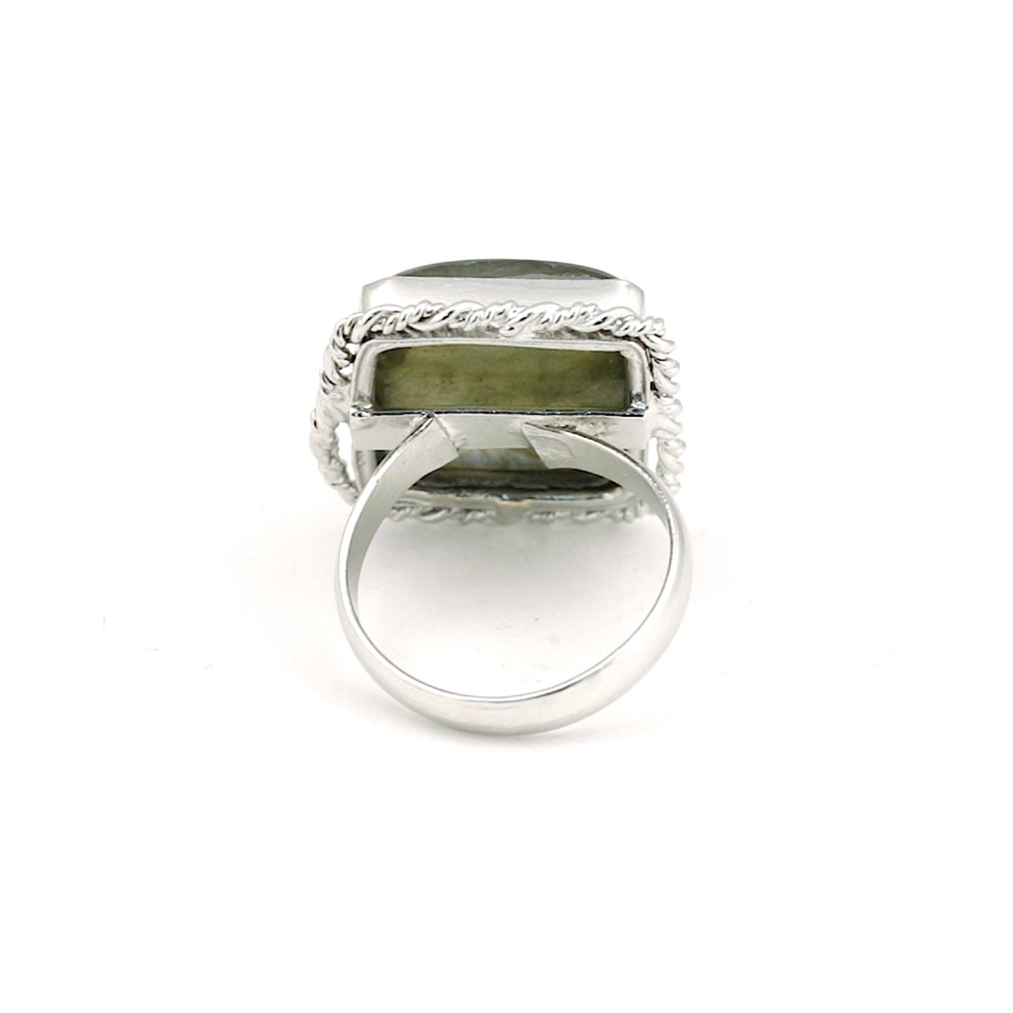 Multi-Color Labradorite Cushion Ring 9.00 Ct. 925 Sterling Silver Stackable Eter
